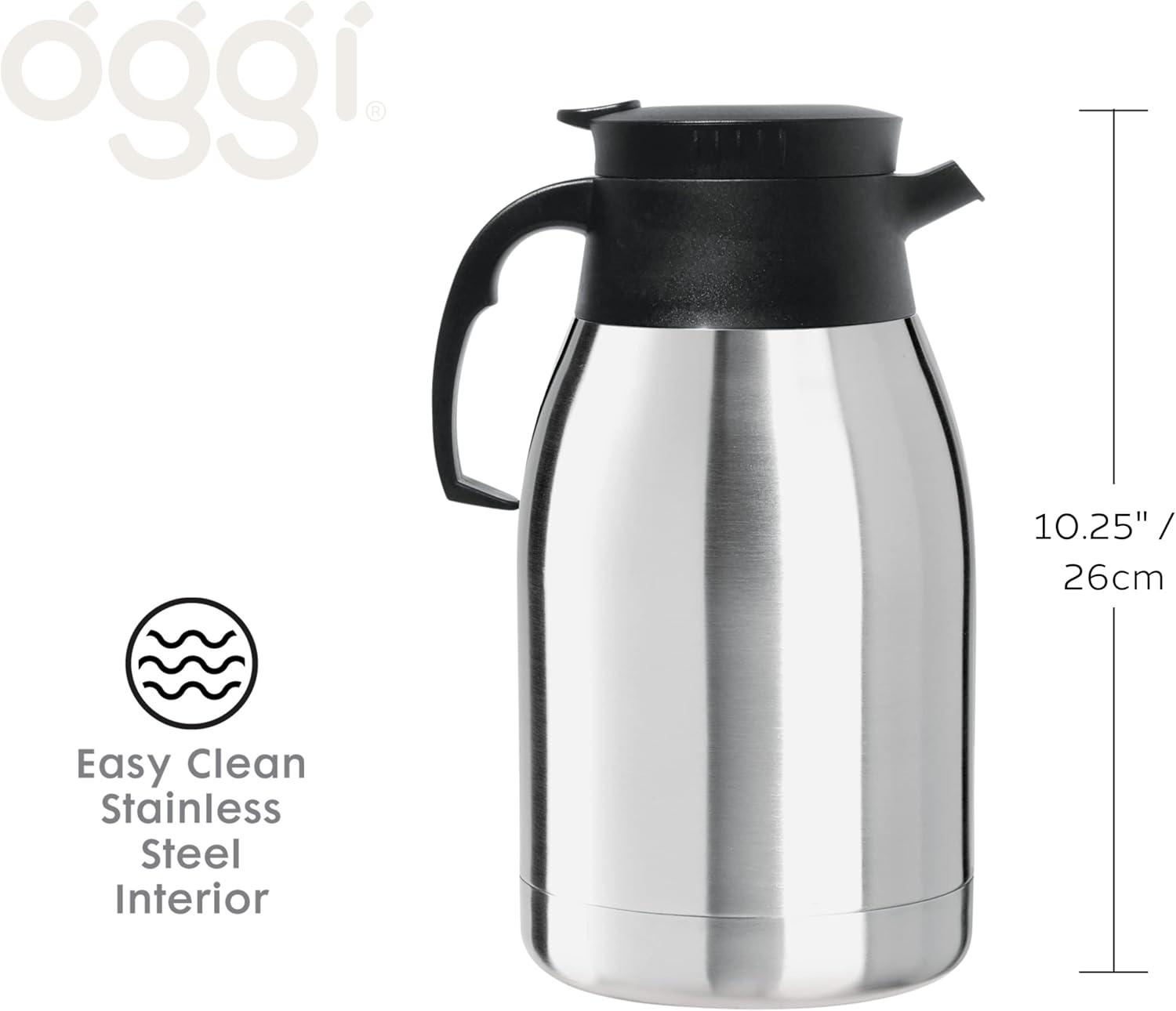 imageOGGI Coronado 68oz Stainless Steel Thermal Coffee Carafe Double Walled Vacuum Container wPress Button Top Insulated Coffee Carafe Thermos Carafe Coffee Urn Hot Beverage Dispenser 2 LitersCoronado 68Ounce