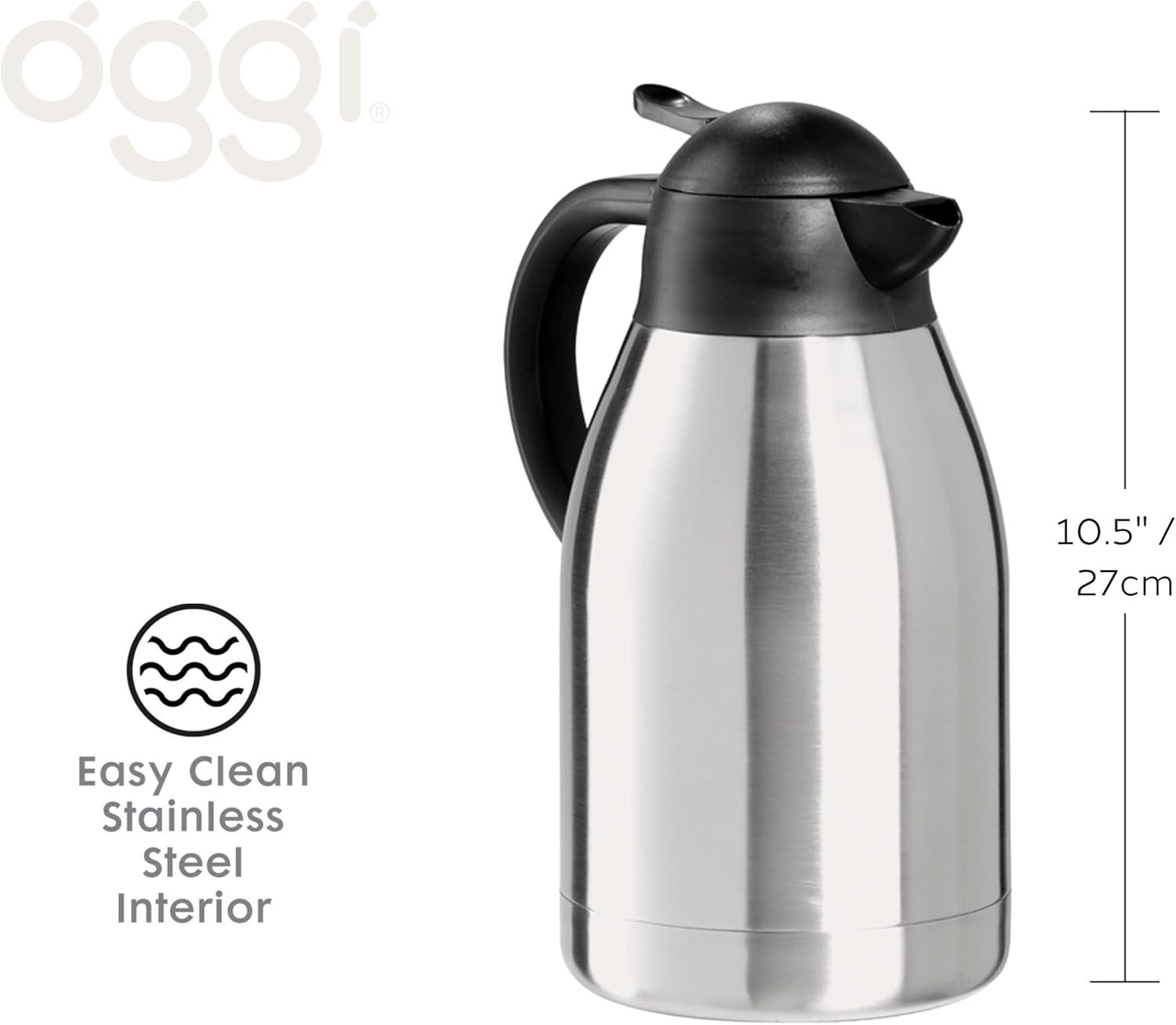 imageOGGI Coronado 68oz Stainless Steel Thermal Coffee Carafe Double Walled Vacuum Container wPress Button Top Insulated Coffee Carafe Thermos Carafe Coffee Urn Hot Beverage Dispenser 2 LitersCatalina 68Ounce