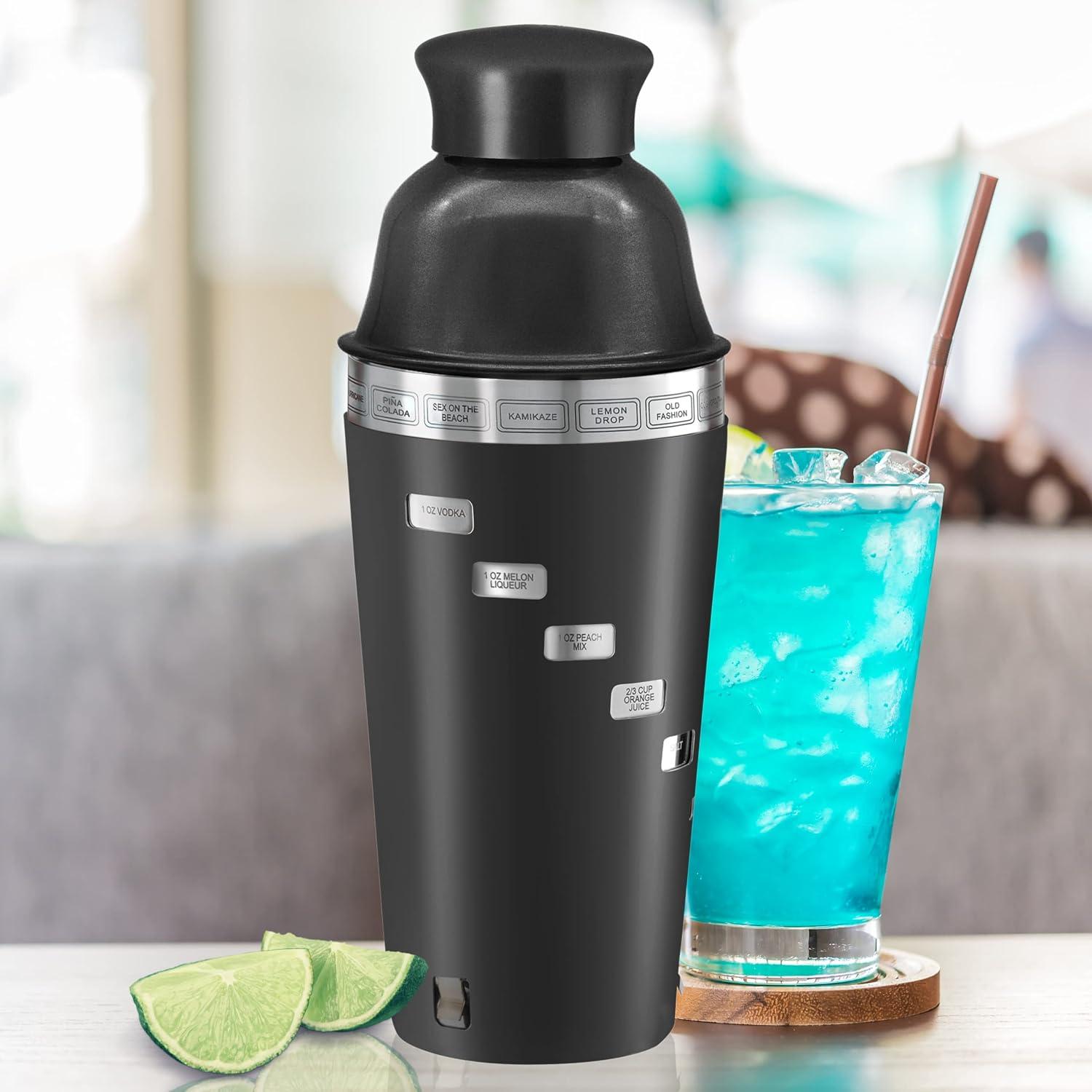 imageOGGI Dial A Drink Cocktail Shaker  Warm Gray 15 Recipes Built in Strainer 34 oz  The Original and Only Dial A Drink  Ideal Home Bar Drink Mixer Bartender Kit Essential Bar AccessoriesBlack  34oz
