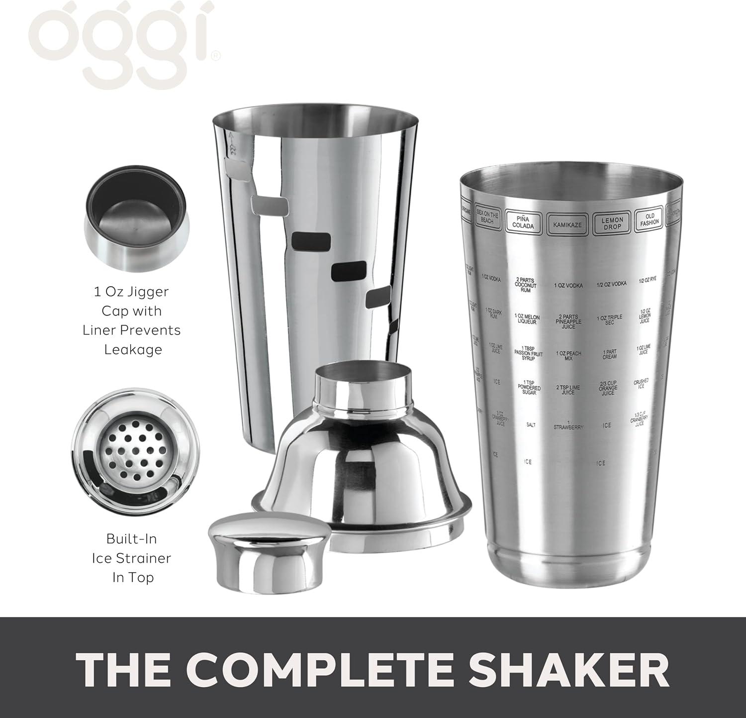 imageOGGI Dial A Drink Cocktail Shaker  Warm Gray 15 Recipes Built in Strainer 34 oz  The Original and Only Dial A Drink  Ideal Home Bar Drink Mixer Bartender Kit Essential Bar AccessoriesGold  34oz