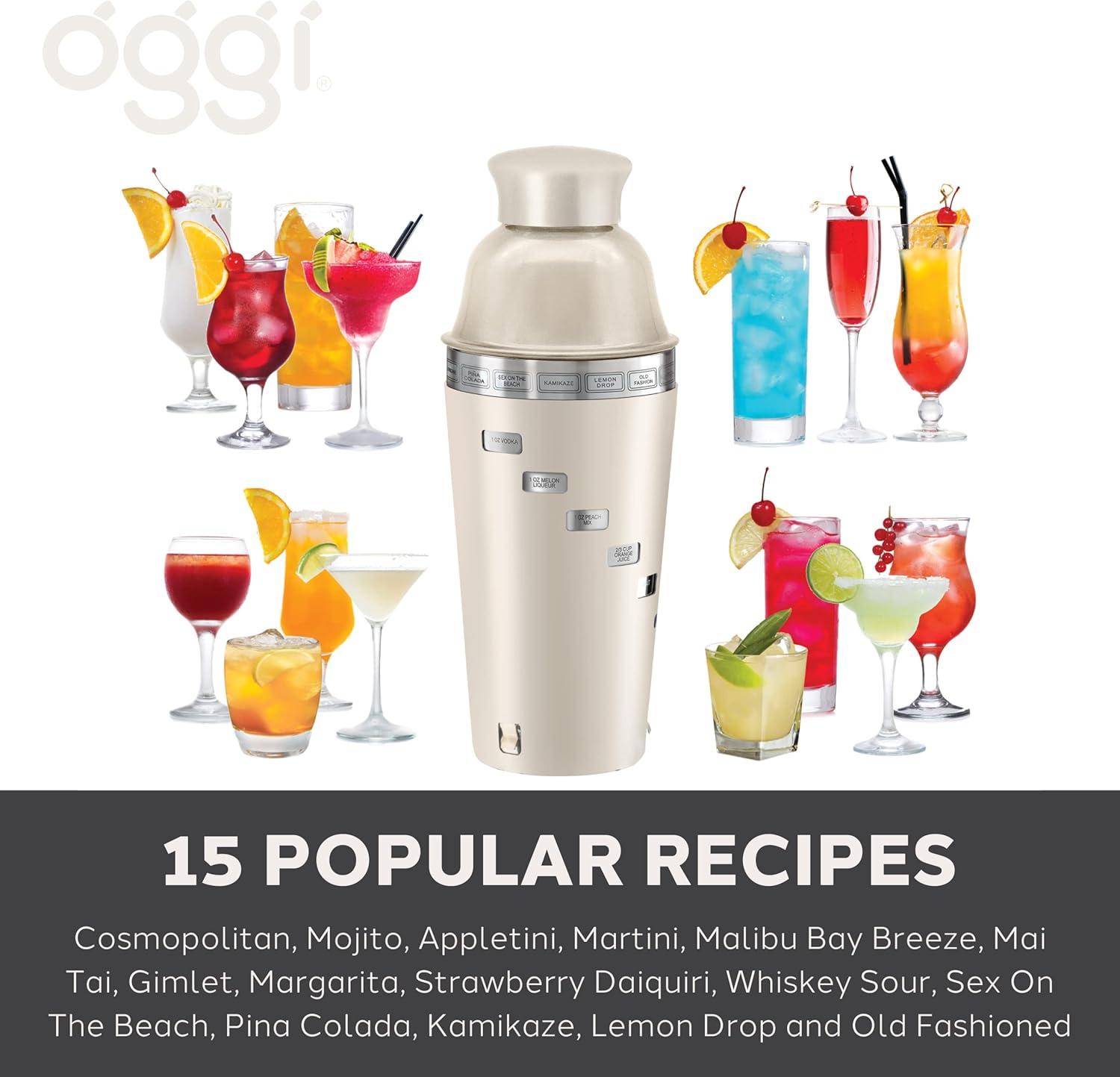 imageOGGI Dial A Drink Cocktail Shaker  Warm Gray 15 Recipes Built in Strainer 34 oz  The Original and Only Dial A Drink  Ideal Home Bar Drink Mixer Bartender Kit Essential Bar AccessoriesWarm Gray  34oz