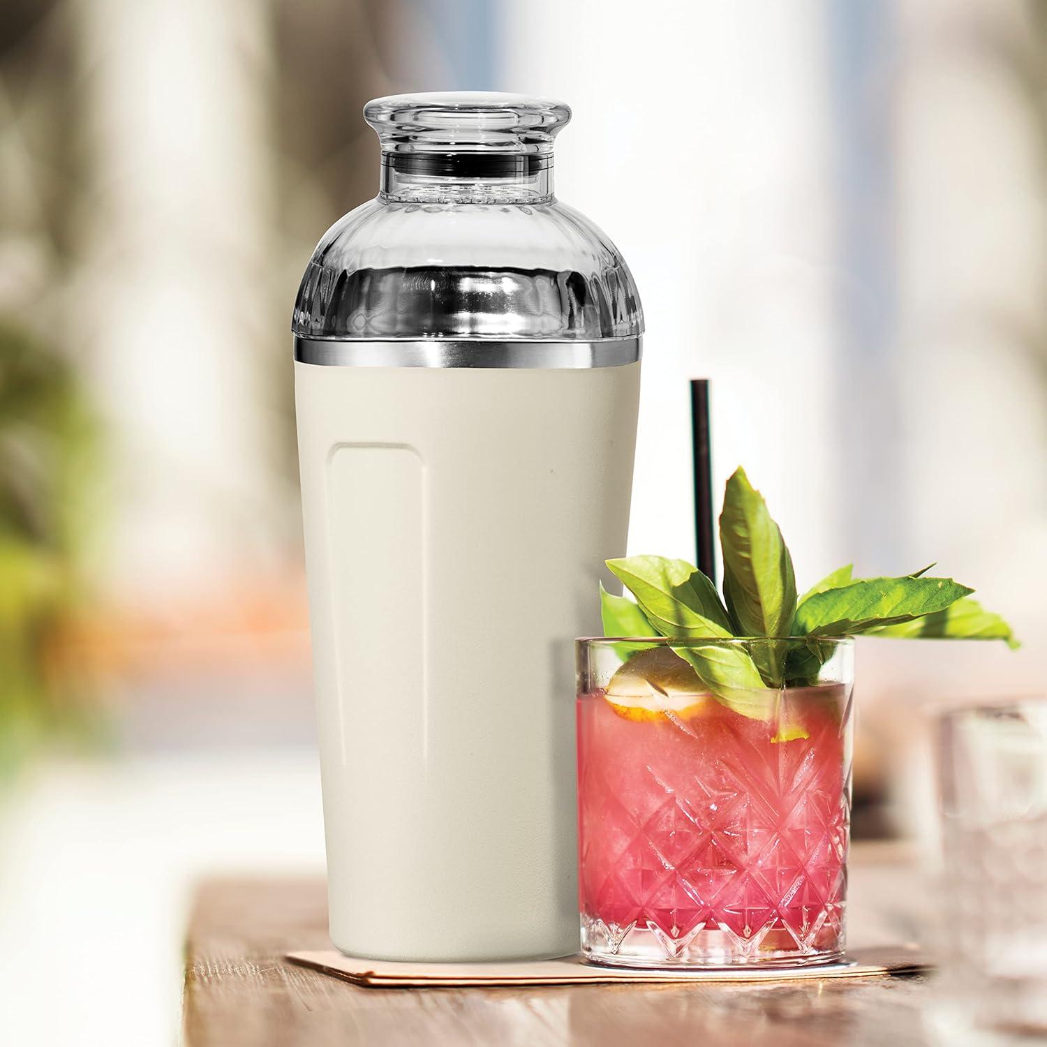 imageOGGI Groove Insulated Cocktail Shaker17oz Double Wall Vacuum Insulated Stainless Steel Tritan Lid has Built In Strainer Ideal Cocktail Mixer Martini Shaker Margarita Shaker Gold MarbleCharcoal