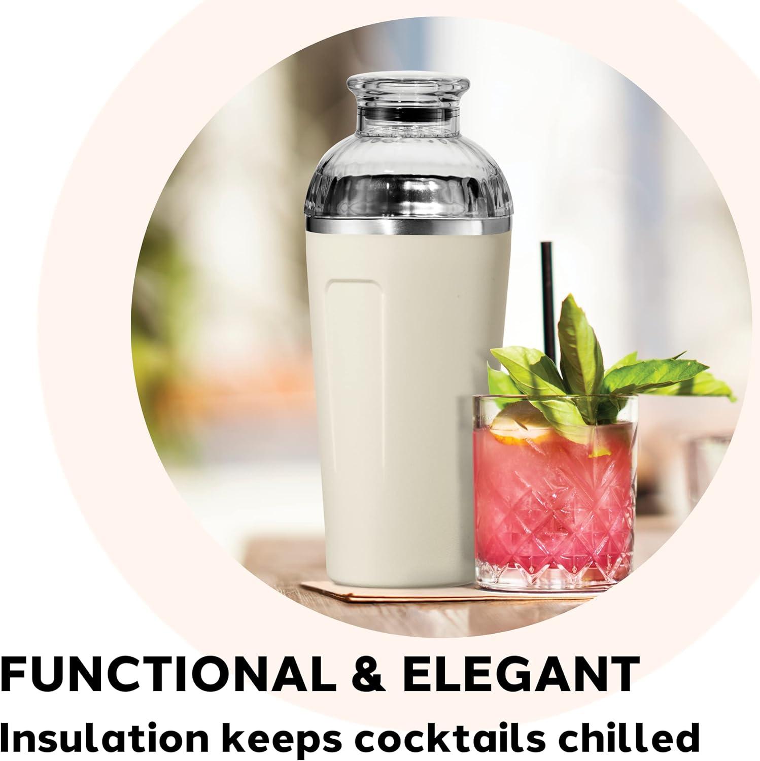imageOGGI Groove Insulated Cocktail Shaker17oz Double Wall Vacuum Insulated Stainless Steel Tritan Lid has Built In Strainer Ideal Cocktail Mixer Martini Shaker Margarita Shaker Gold MarbleCharcoal