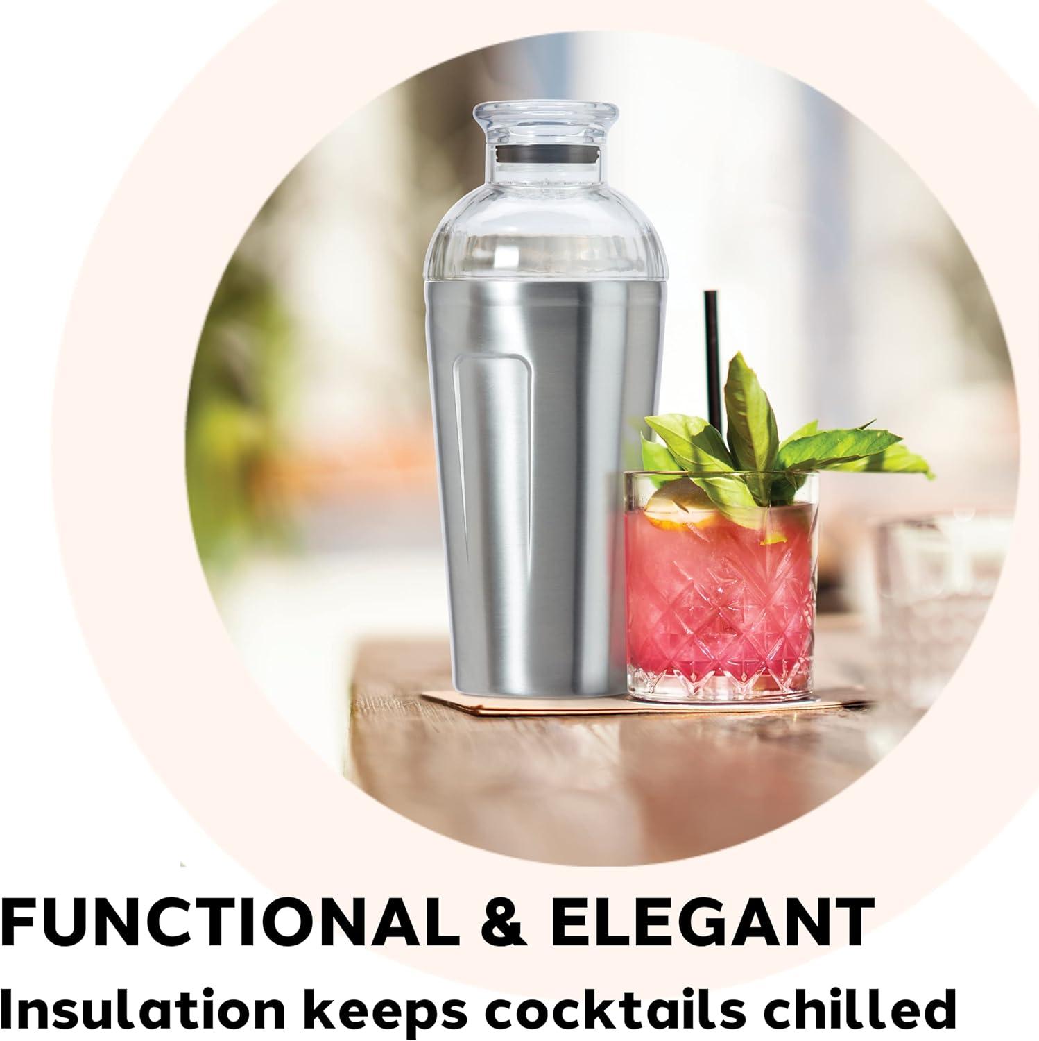 imageOGGI Groove Insulated Cocktail Shaker17oz Double Wall Vacuum Insulated Stainless Steel Tritan Lid has Built In Strainer Ideal Cocktail Mixer Martini Shaker Margarita Shaker Gold MarbleStainless Steel