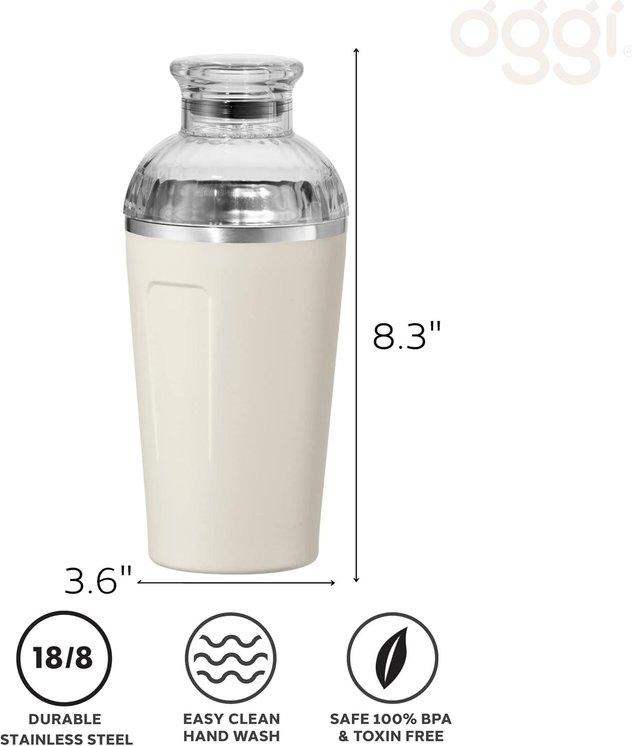 imageOGGI Groove Insulated Cocktail Shaker17oz Double Wall Vacuum Insulated Stainless Steel Tritan Lid has Built In Strainer Ideal Cocktail Mixer Martini Shaker Margarita Shaker Gold MarbleCharcoal
