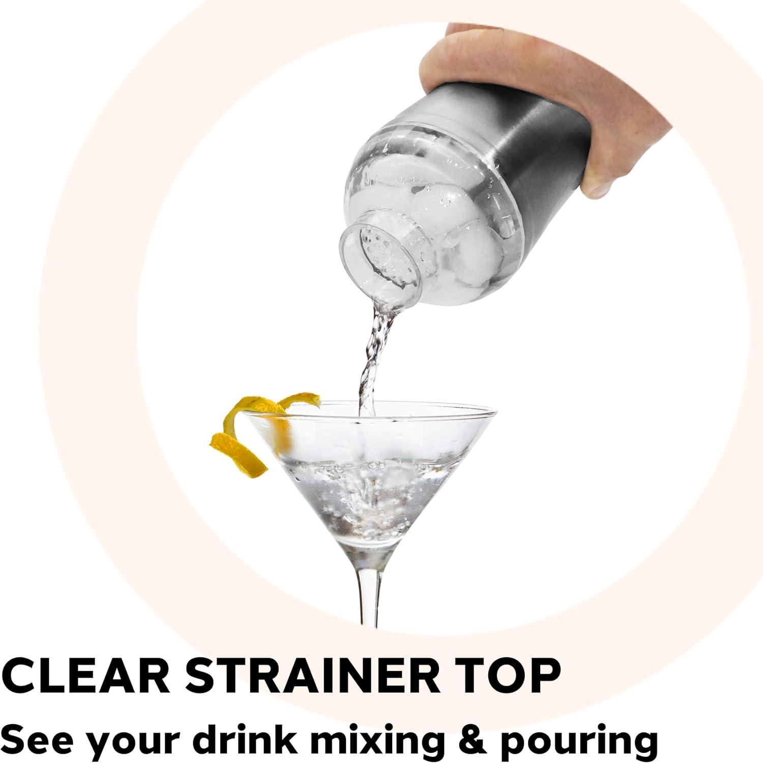imageOGGI Groove Insulated Cocktail Shaker17oz Double Wall Vacuum Insulated Stainless Steel Tritan Lid has Built In Strainer Ideal Cocktail Mixer Martini Shaker Margarita Shaker Gold MarbleStainless Steel