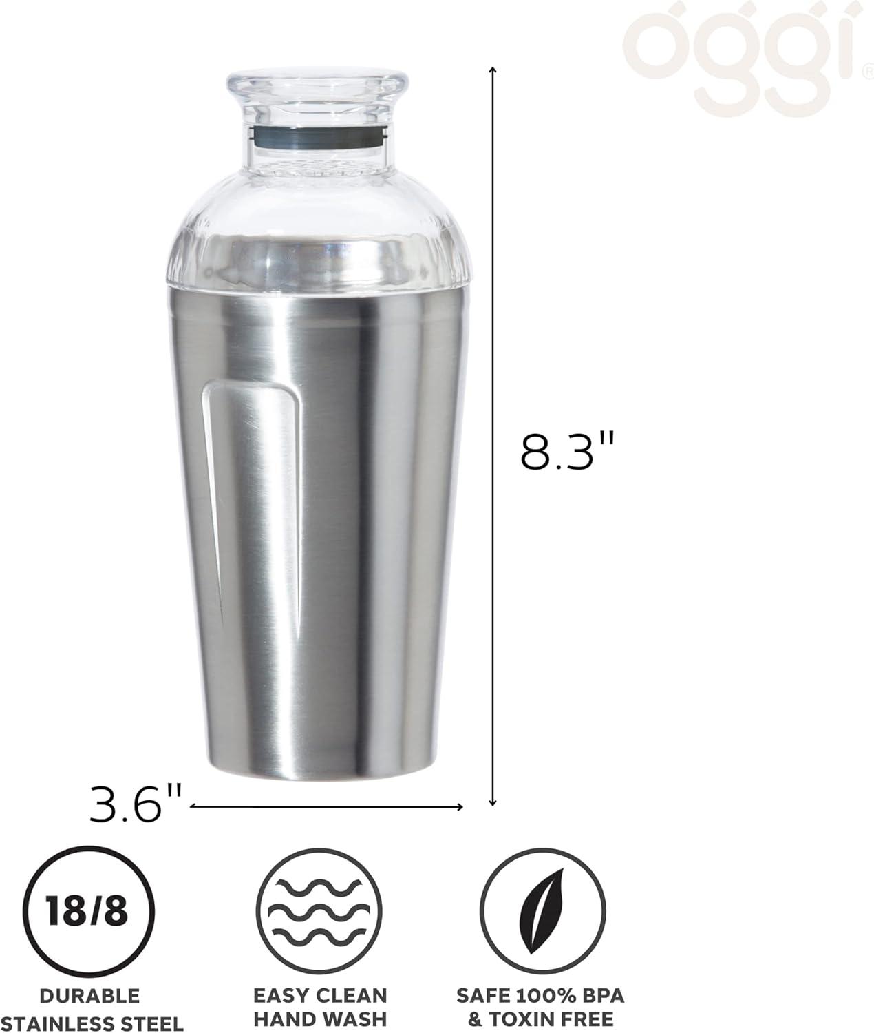 imageOGGI Groove Insulated Cocktail Shaker17oz Double Wall Vacuum Insulated Stainless Steel Tritan Lid has Built In Strainer Ideal Cocktail Mixer Martini Shaker Margarita Shaker Gold MarbleStainless Steel