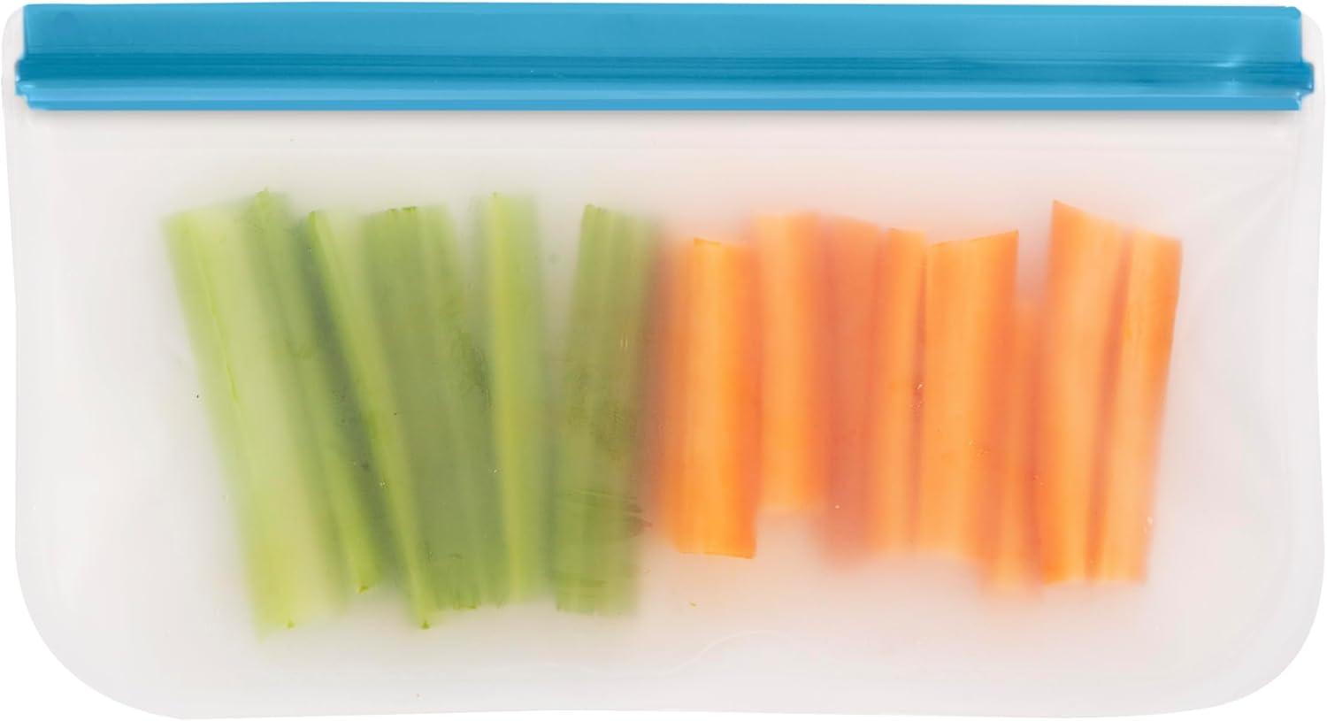 imageOGGI Reusable Food Storage Bags  Set of 4 12x10quot Large  Ideal Lunch Bags Freezer Bags Snack Bags Storage Bags Snack Bag for Travel Ice Bags Reusable  Durable FoodGrade BPAFreeSet6  2 11x8  2 85x7  2 85x5