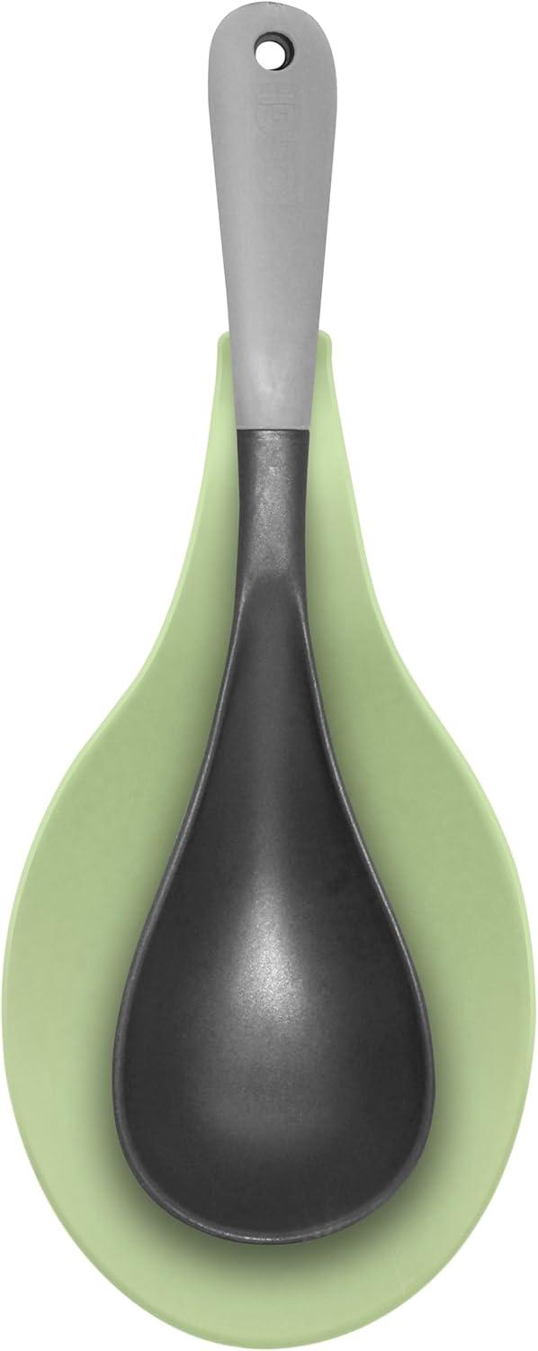 imageOGGI Silicone Spoon Rest for Stove Top  Jumbo Size Holds Large ampamp Multiple Kitchen Utensils in Place Great Spoon Rest for Kitchen Counter Kitchen Spoon Rest Spoon Holder for Stove OrangeSage Green