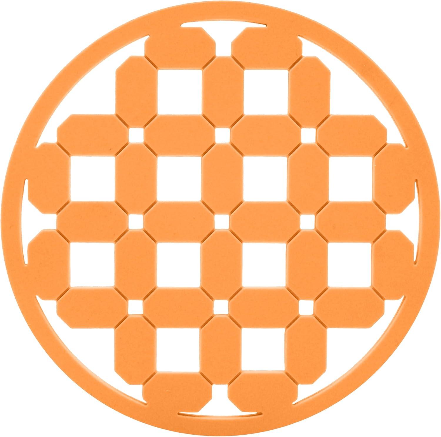 imageOGGI Silicone Trivets for Hot Pots and Pans  HeatResistant Small Silicone Mats for Countertops Microwave and Stove 7quotx7quot NonSlip BPAFree Multipurpose Trivets for Hot Dishes  Geo DesignOrange
