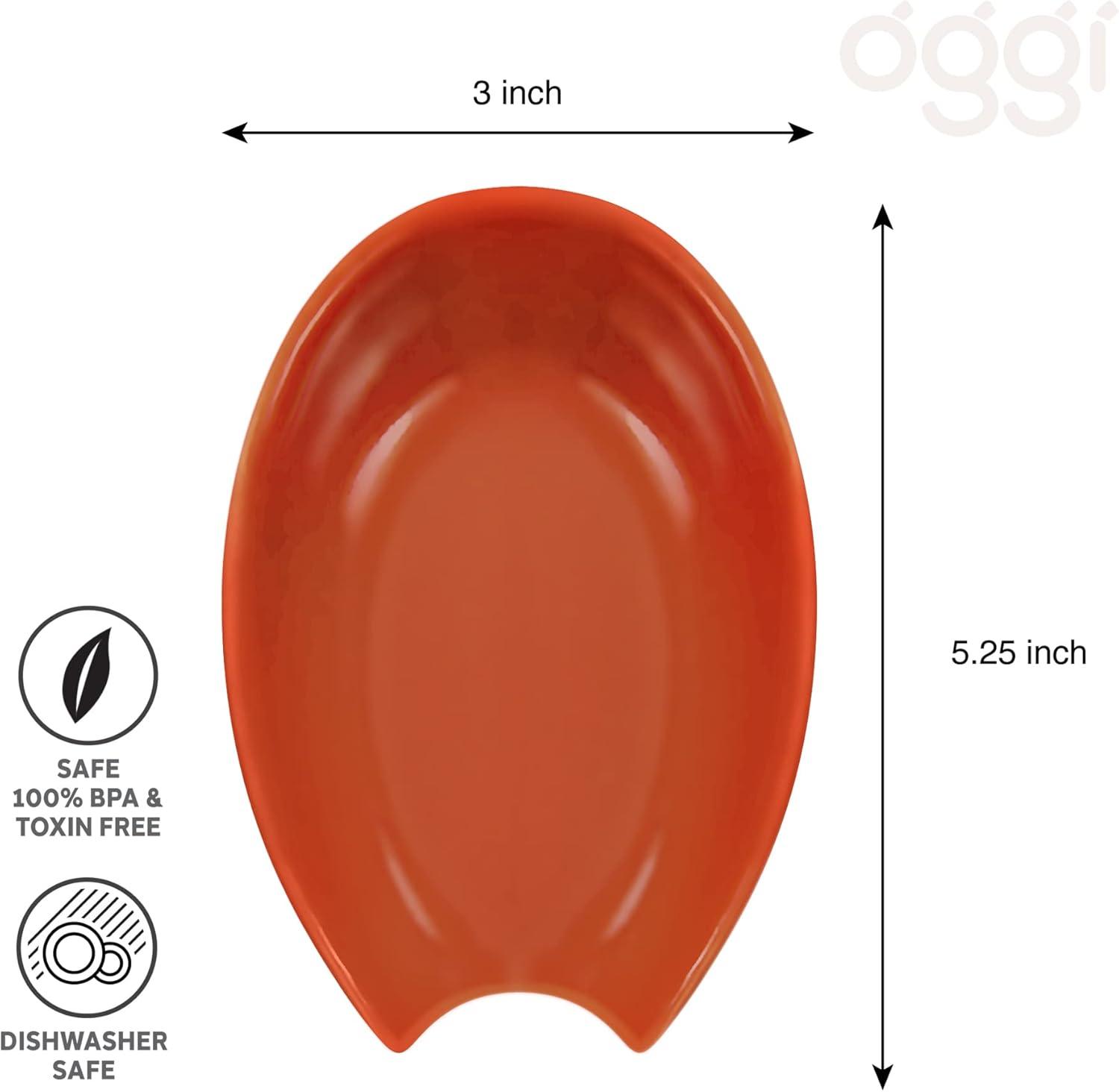 imageOGGI Spooner Ceramic Spoon Rest Spoon Rest for Stove Top Spoon Holder for Countertop Kitchen Decor for Counter Coffee Bar Accessories IvoryBrick Red