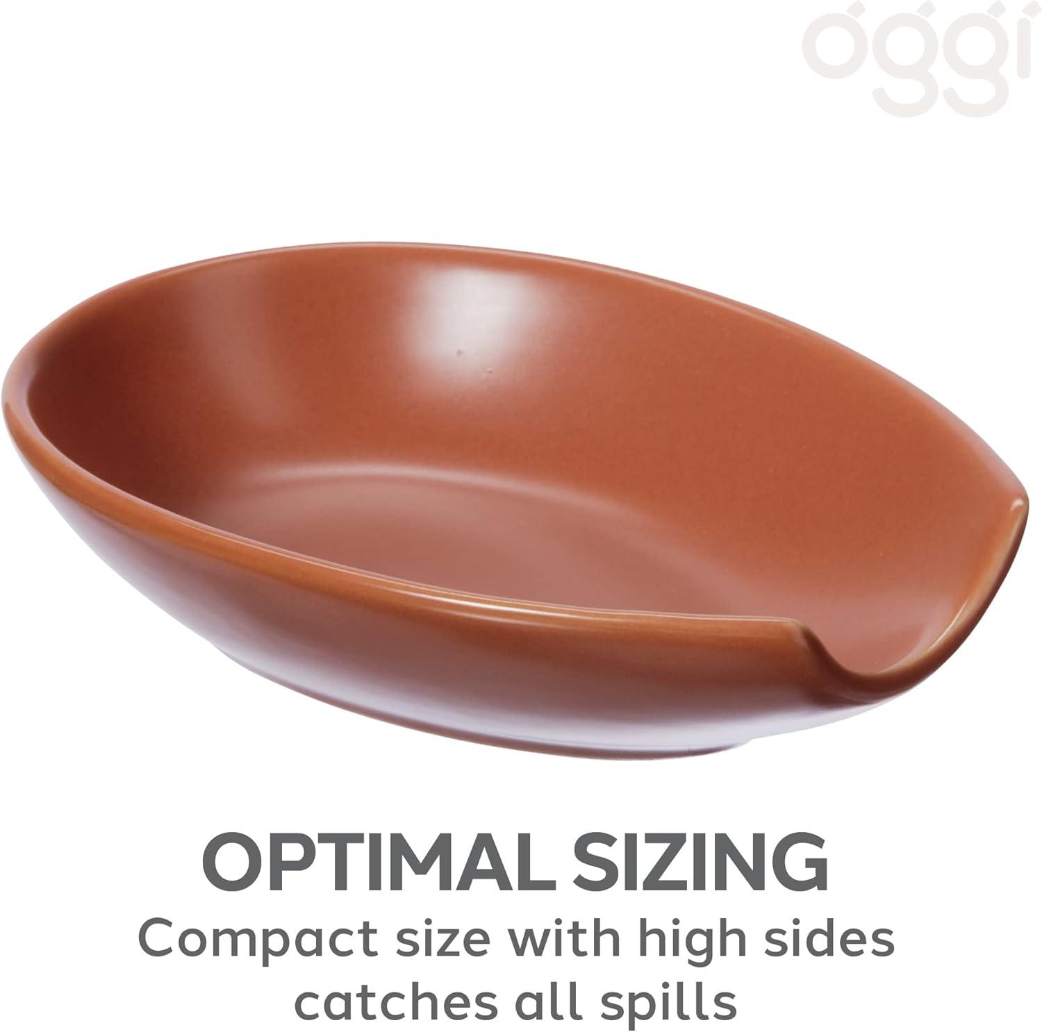 imageOGGI Spooner Ceramic Spoon Rest Spoon Rest for Stove Top Spoon Holder for Countertop Kitchen Decor for Counter Coffee Bar Accessories IvoryBrick Red