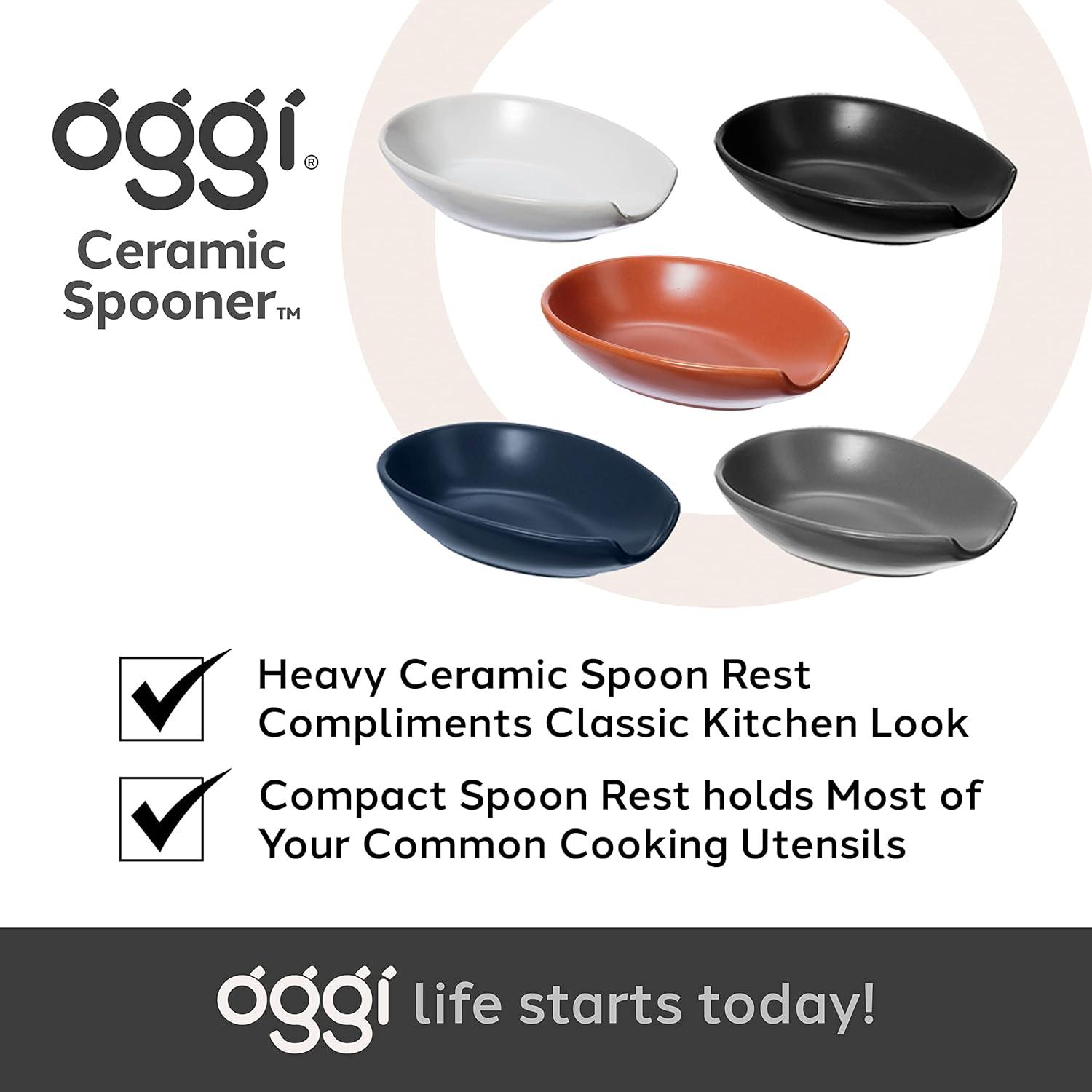 imageOGGI Spooner Ceramic Spoon Rest Spoon Rest for Stove Top Spoon Holder for Countertop Kitchen Decor for Counter Coffee Bar Accessories IvoryIvory