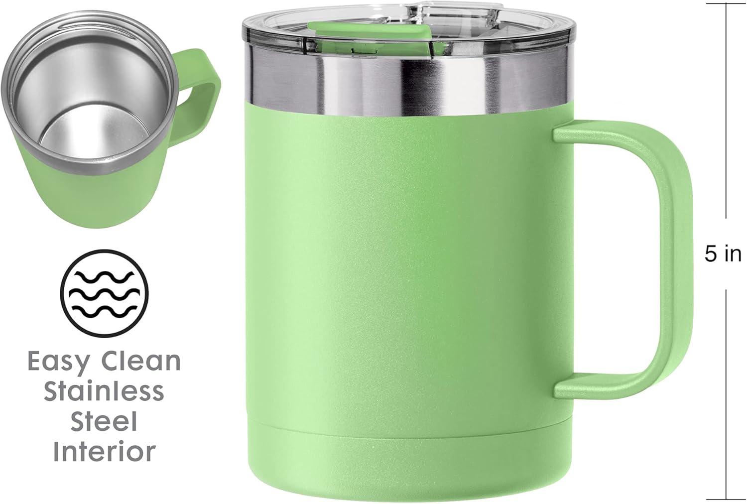 imageOGGI ThermoMug Stainless Steel Insulated Mug Double Wall Vacuum Insulated wHandle ampamp Lid Coffee Cup Camping Mug Travel Thermos 14oz420ml Blue SkyMint
