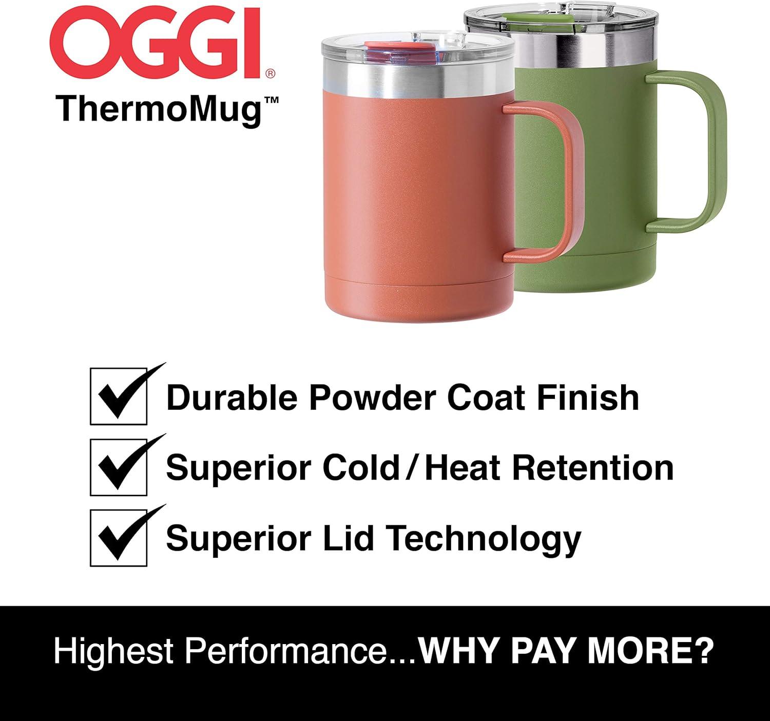 imageOGGI ThermoMug Stainless Steel Insulated Mug Double Wall Vacuum Insulated wHandle ampamp Lid Coffee Cup Camping Mug Travel Thermos 14oz420ml Blue SkyMint