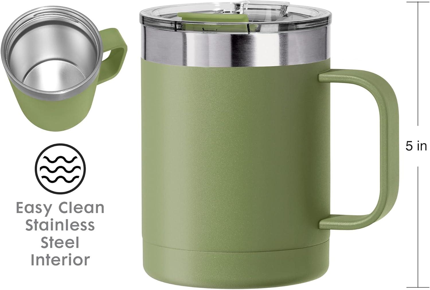 imageOGGI ThermoMug Stainless Steel Insulated Mug Double Wall Vacuum Insulated wHandle ampamp Lid Coffee Cup Camping Mug Travel Thermos 14oz420ml Blue SkyOlive