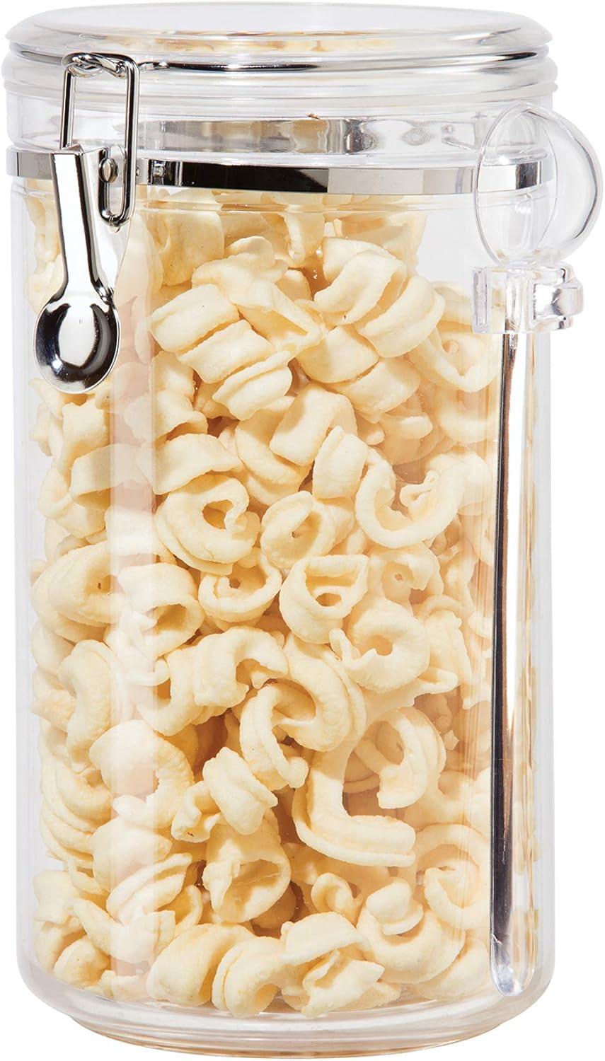 imageOggi 4pc Clear Canister Set with Clamp Lids ampamp Spoons  Airtight Food Storage Containers Ideal for Kitchen ampamp Pantry Storage of Bulk Dry Food Including Flour Sugar Coffee Rice Tea Spices ampamp Herbs5Piece Set