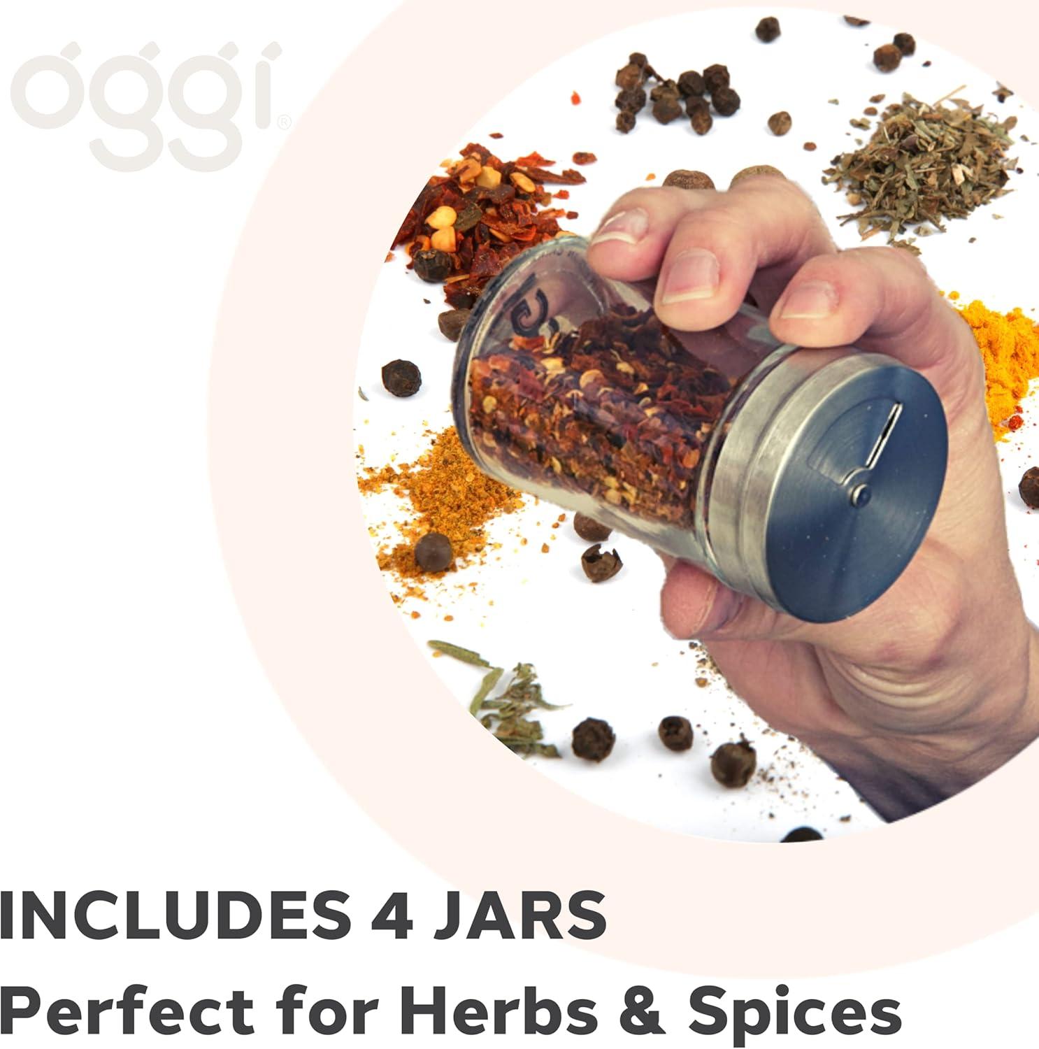 imageOggi 8 Piece Airtight Glass Storage Containers and Spice Jar Set  with 4 Glass Kitchen Canisters ampamp 4 Glass Spice Jars with Stainless Steel Lids  Sleek Kitchen Storage Pantry Storage Food Storag8Piece