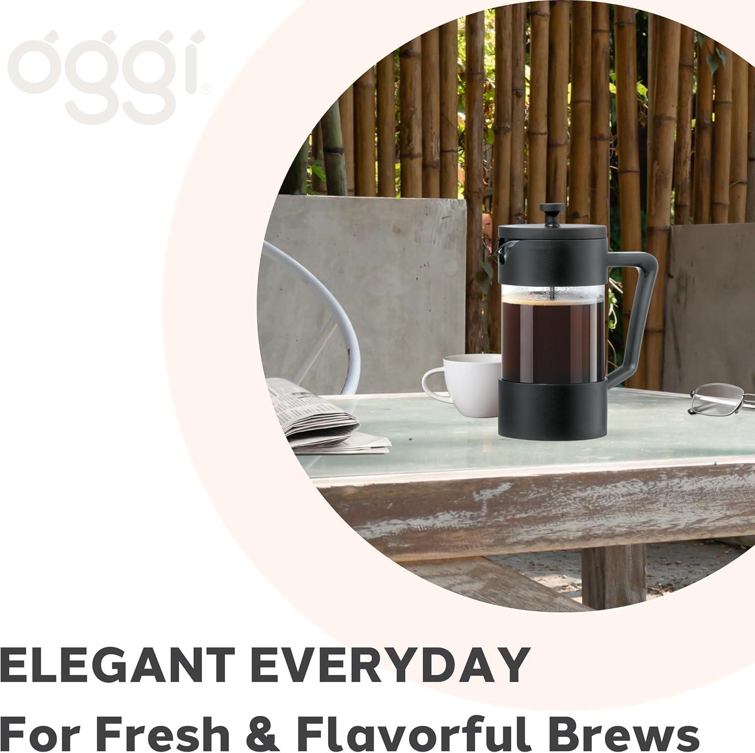 imageOggi Borosilicate Glass French Press Coffee Maker 20oz 5 Cup Capacity Coffee Press Single Serve Coffee Maker Stainless Steel Lid ampamp Plunger Make Great Coffee Gifts RedBlack