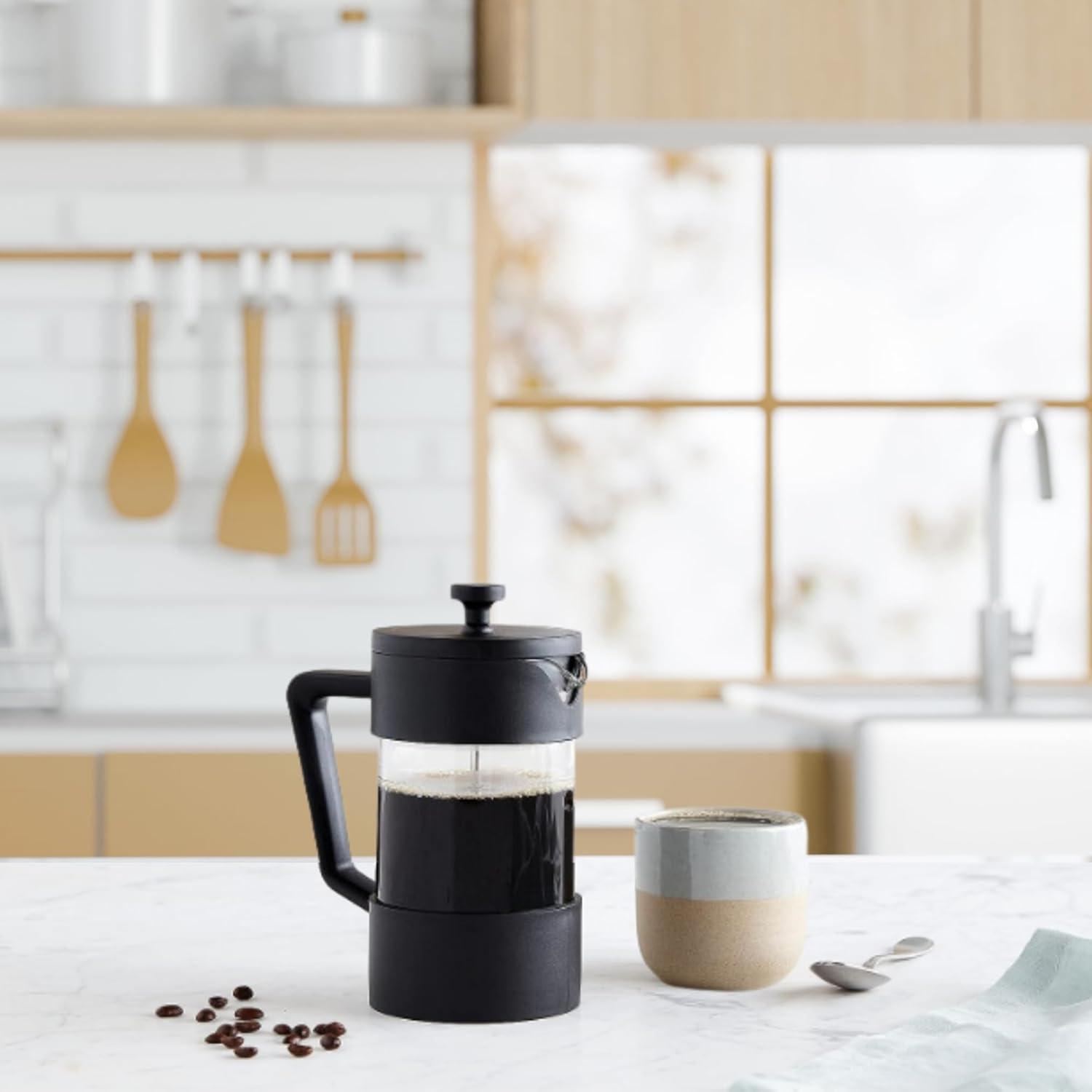 imageOggi Borosilicate Glass French Press Coffee Maker 20oz 5 Cup Capacity Coffee Press Single Serve Coffee Maker Stainless Steel Lid ampamp Plunger Make Great Coffee Gifts RedBlack
