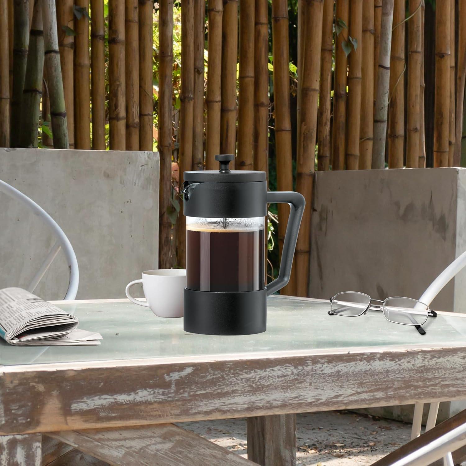 imageOggi Borosilicate Glass French Press Coffee Maker 20oz 5 Cup Capacity Coffee Press Single Serve Coffee Maker Stainless Steel Lid ampamp Plunger Make Great Coffee Gifts RedBlack