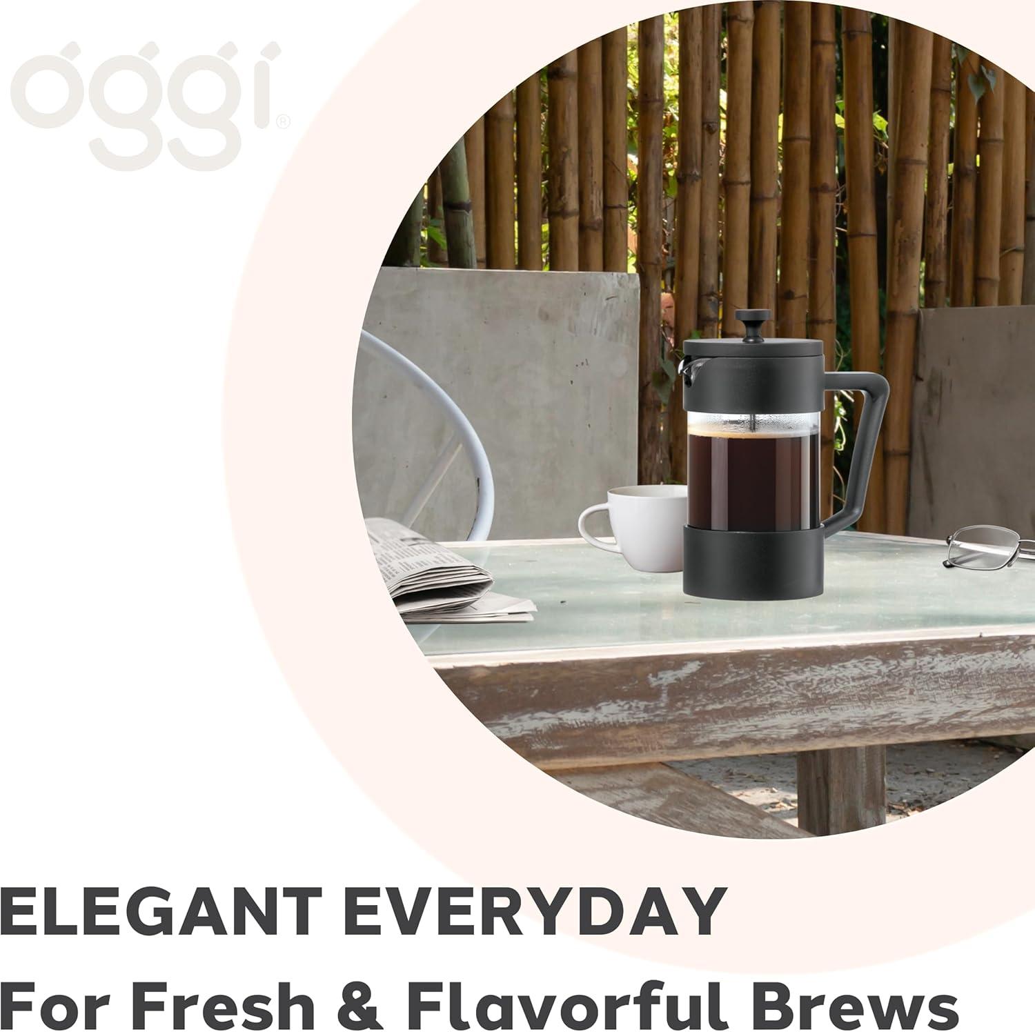imageOggi Borosilicate Glass French Press Coffee Maker 20oz 5 Cup Capacity Coffee Press Single Serve Coffee Maker Stainless Steel Lid ampamp Plunger Make Great Coffee Gifts RedBlack