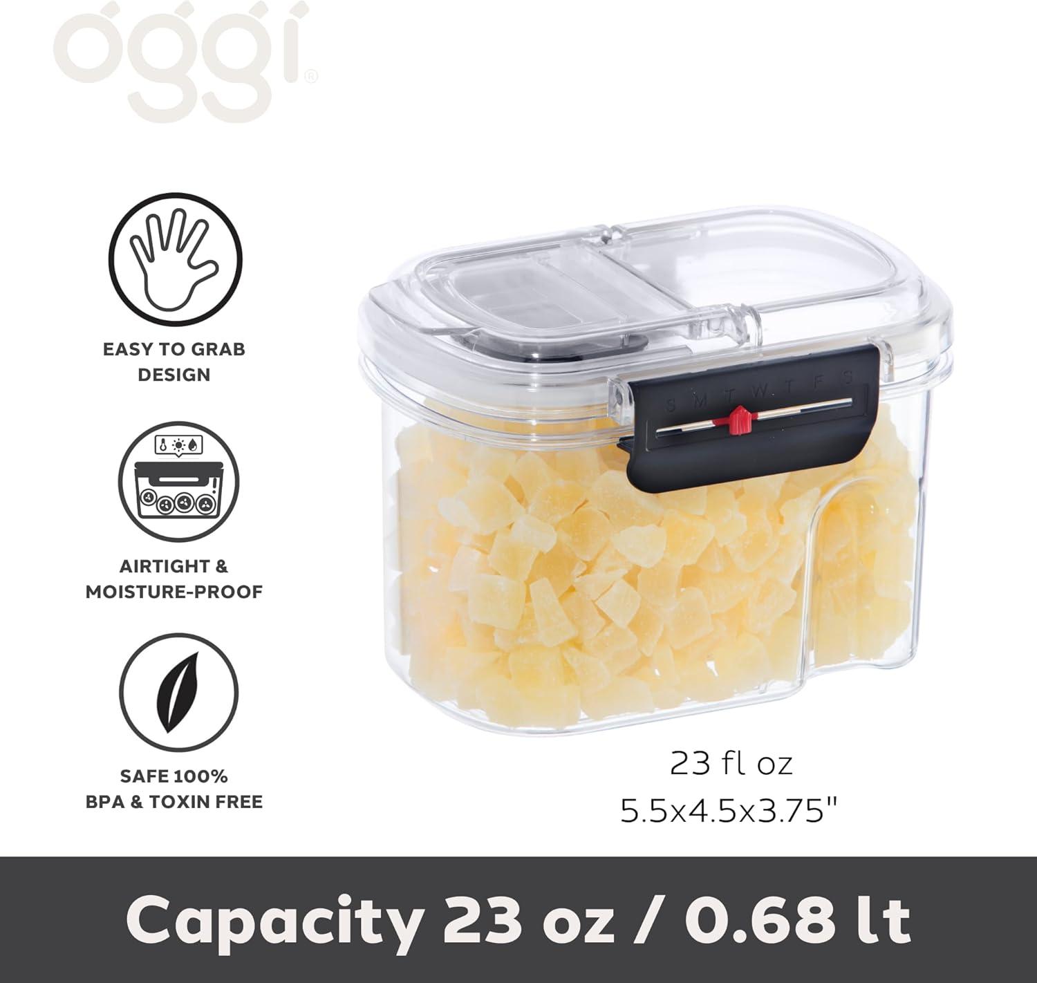 imageOggi Easi Grip 57oz Moisture Proof Storage Container Ultra Clear BPAFree Sealable Canister Flip Open Pouring Lid Date Reminder Slider on Clip Ideal Cereal Dispenser 57oz  17lt23Ounce