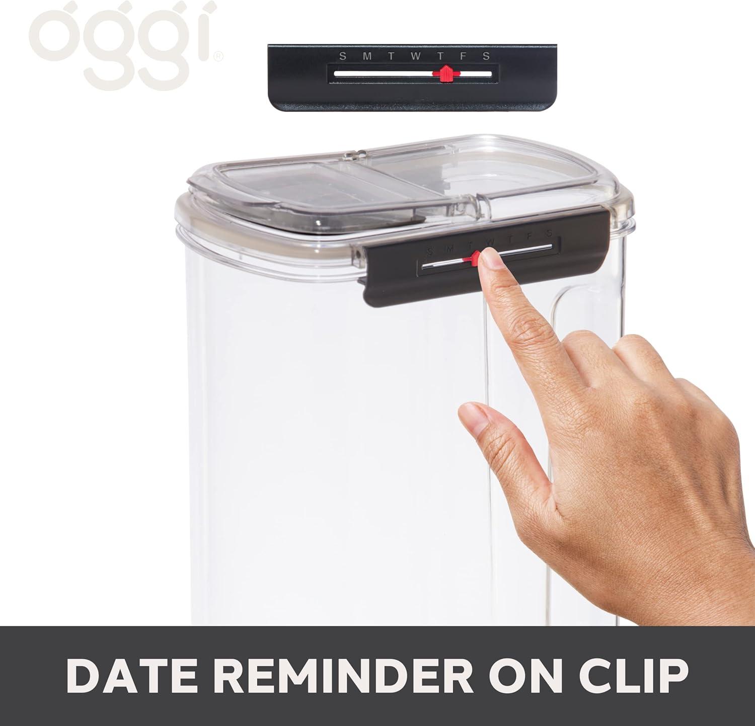 imageOggi Easi Grip 57oz Moisture Proof Storage Container Ultra Clear BPAFree Sealable Canister Flip Open Pouring Lid Date Reminder Slider on Clip Ideal Cereal Dispenser 57oz  17lt128Ounce