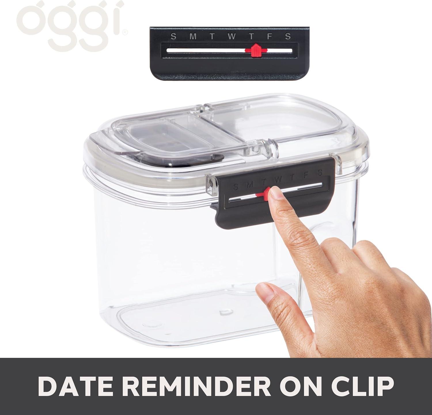 imageOggi Easi Grip 57oz Moisture Proof Storage Container Ultra Clear BPAFree Sealable Canister Flip Open Pouring Lid Date Reminder Slider on Clip Ideal Cereal Dispenser 57oz  17lt23Ounce