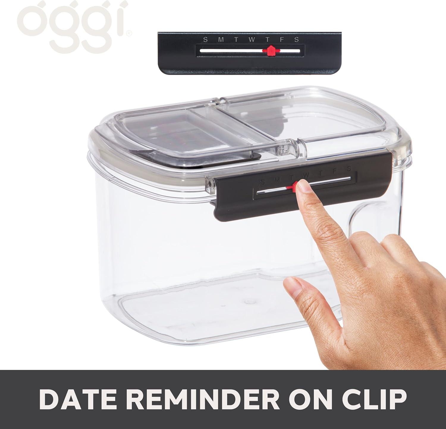 imageOggi Easi Grip 57oz Moisture Proof Storage Container Ultra Clear BPAFree Sealable Canister Flip Open Pouring Lid Date Reminder Slider on Clip Ideal Cereal Dispenser 57oz  17lt60Ounce