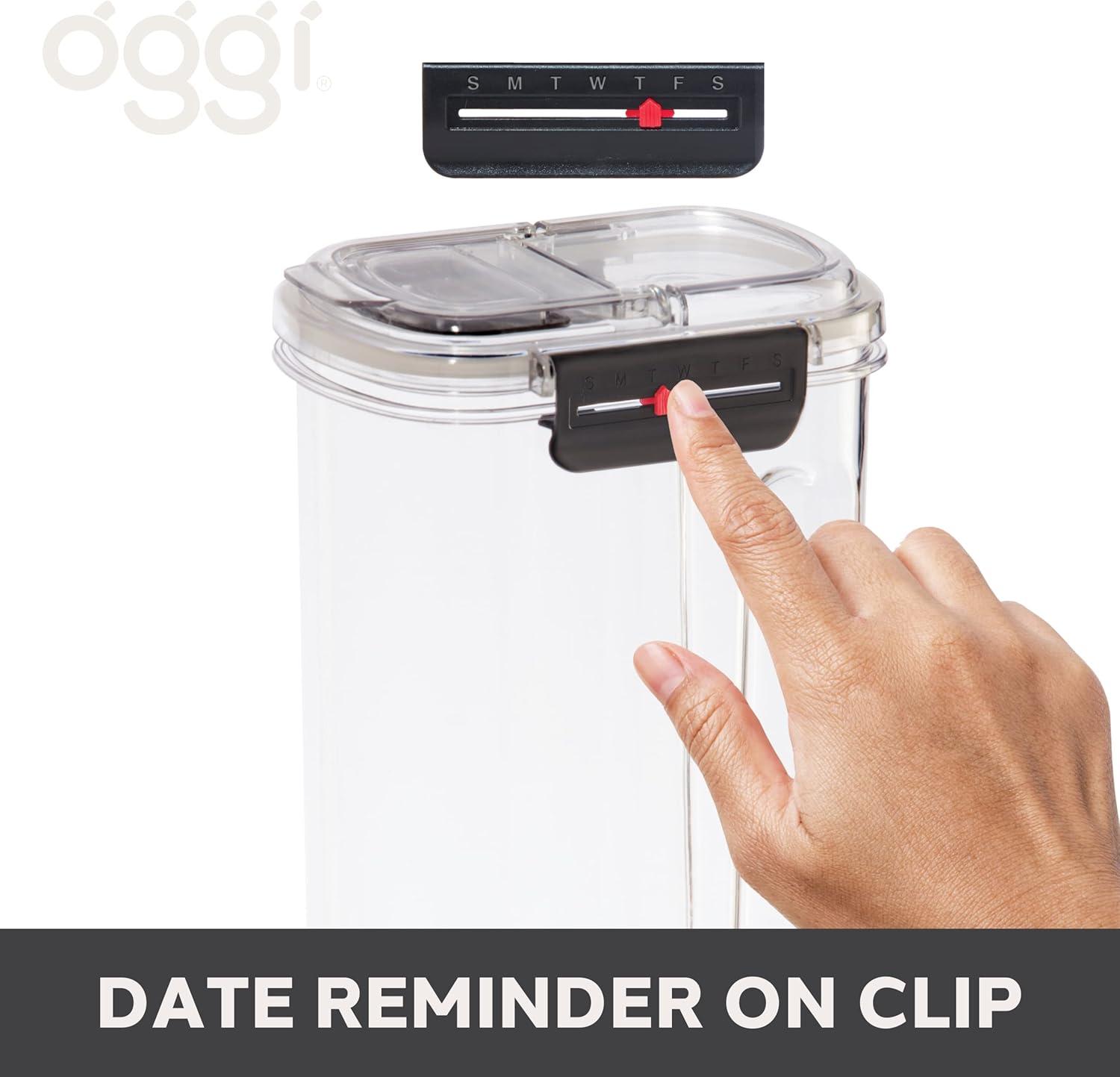 imageOggi Easi Grip 57oz Moisture Proof Storage Container Ultra Clear BPAFree Sealable Canister Flip Open Pouring Lid Date Reminder Slider on Clip Ideal Cereal Dispenser 57oz  17lt57Ounce