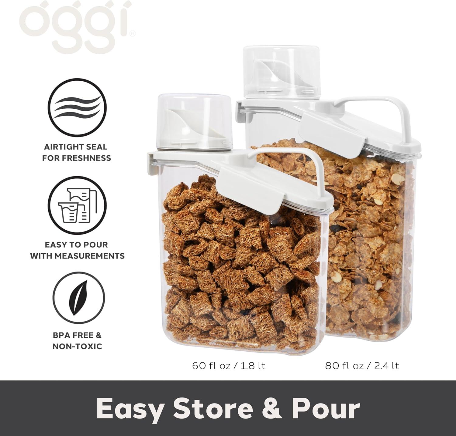 imageOggi Easi Pour Airtight Food Storage Containers  Cereal Containers Storage Rice Dispenser Cereal Dispenser Snack Storage Containers Pasta Containers Storage Containers with Lids  60oz  18lt80 fl oz  24 lt