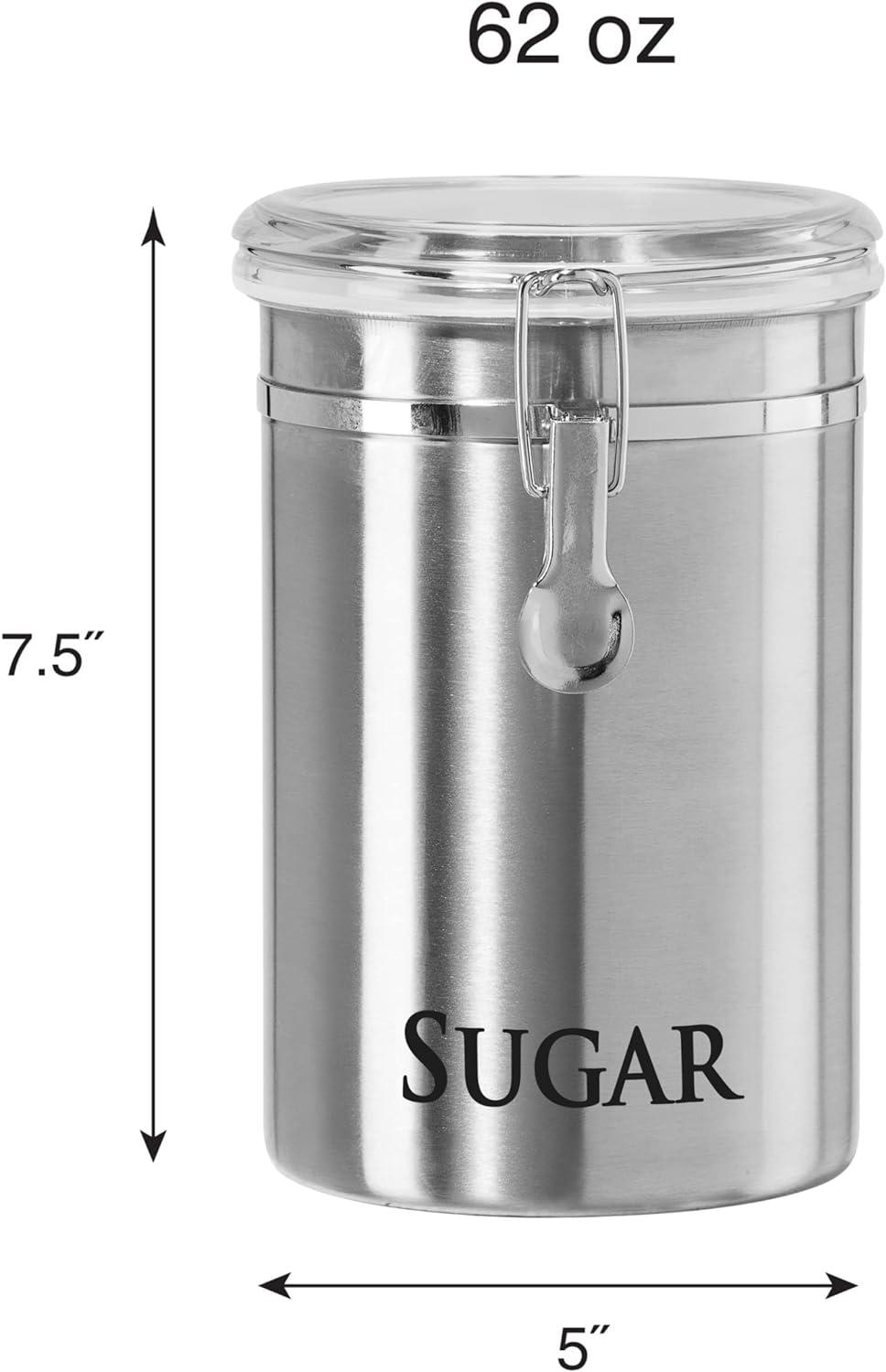 imageOggi Jumbo 8quot Stainless Steel Flour Clamp Canister  Airtight Food Storage Container Ideal for Kitchen ampamp Pantry Storage of Flour or other Bulk Dry Foods8InchFlour