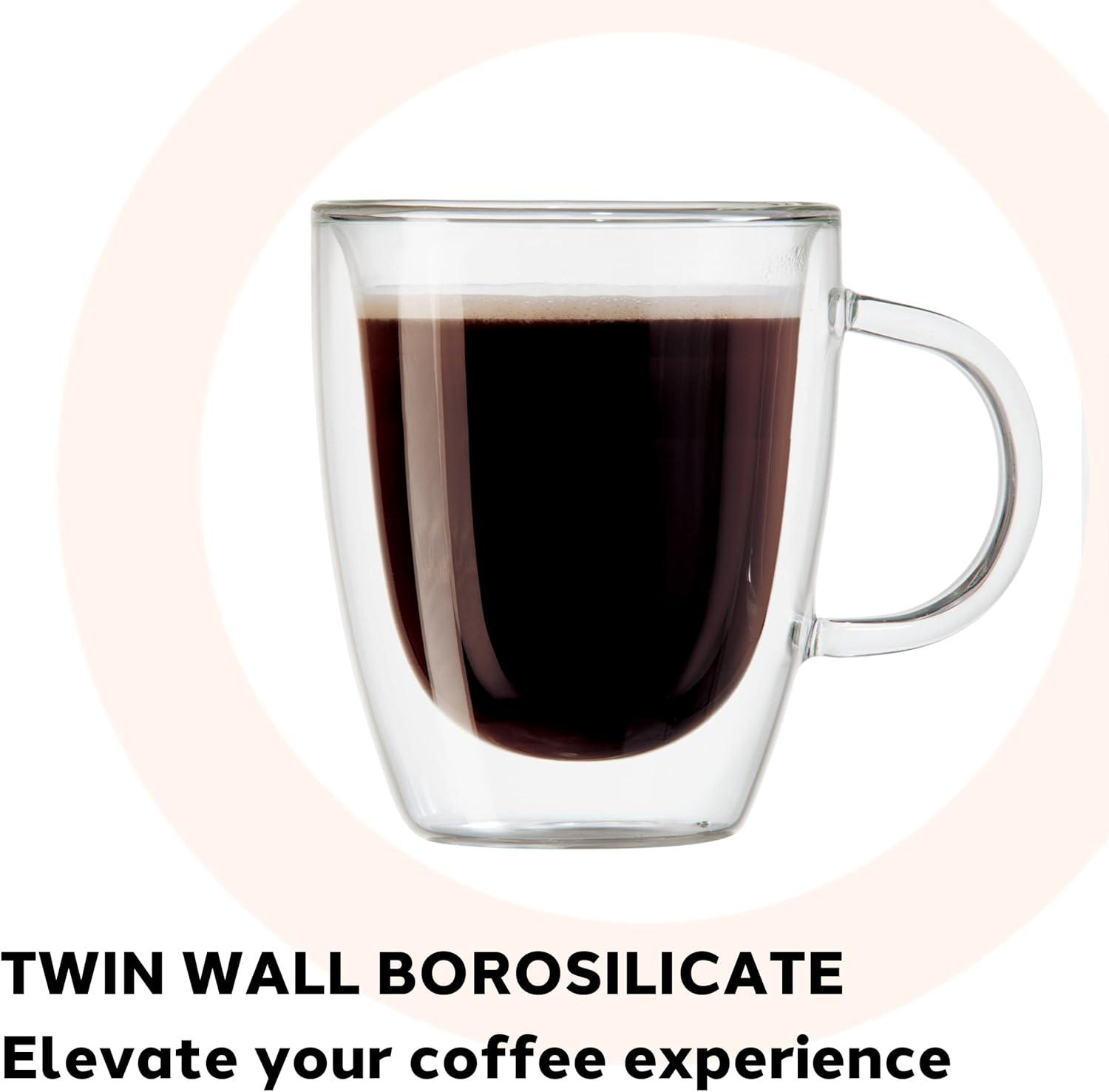 imageOggi Set of 2 Double Wall Glass Coffee Cups  16oz Ultra Clear Borosilicate Glass Insulated Coffee Cup Set Tea Cup Set Cappuccino Cup Set Latte Cup SetClear