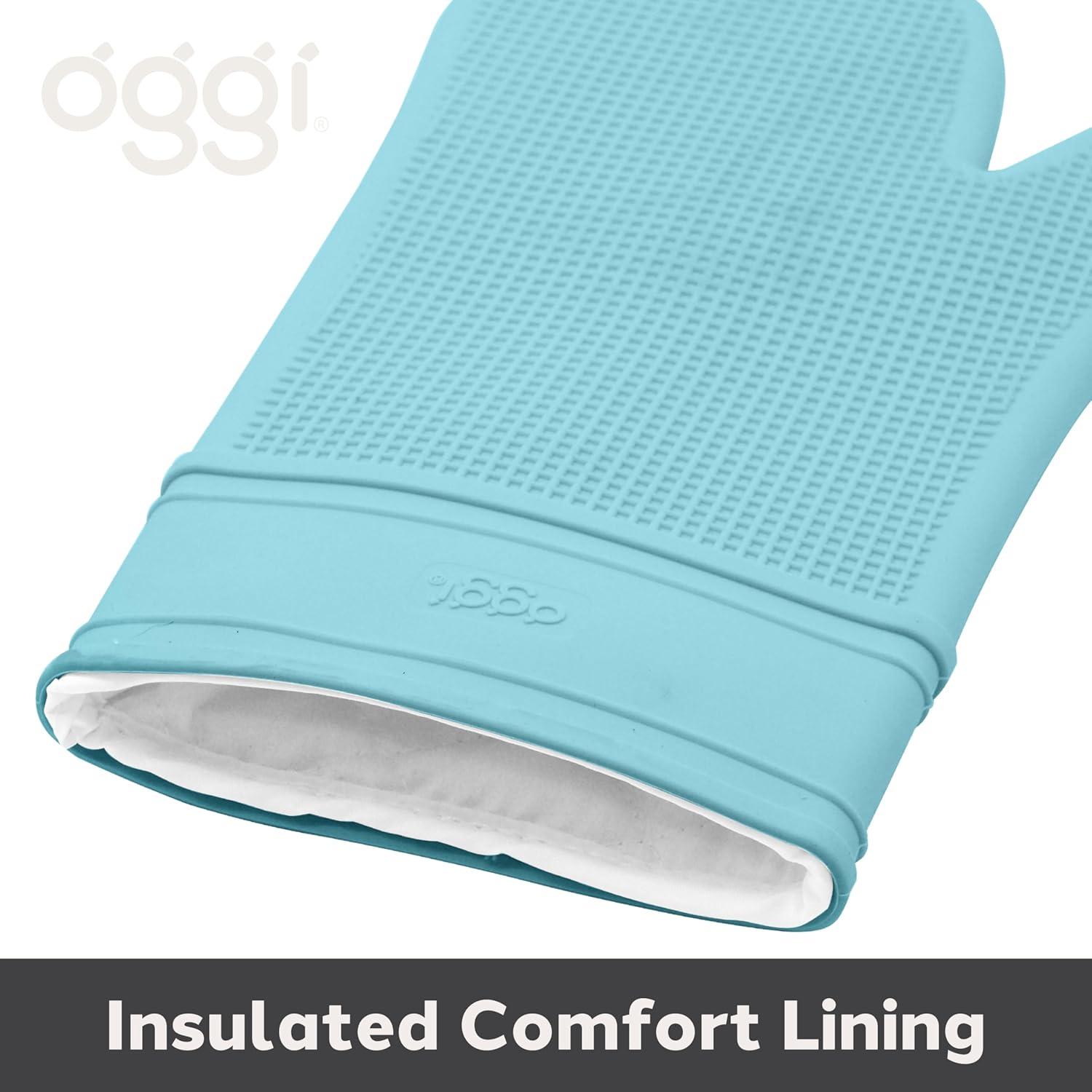 imageOggi Silicone Oven Mitt  Heat Resistant Gloves for Cooking Kitchen Mitts for Oven NonSlip Heat Resistant Oven Mitts Silicone EasytoClean Oven Glove with Textured Grip 12quotx6quot GreySage