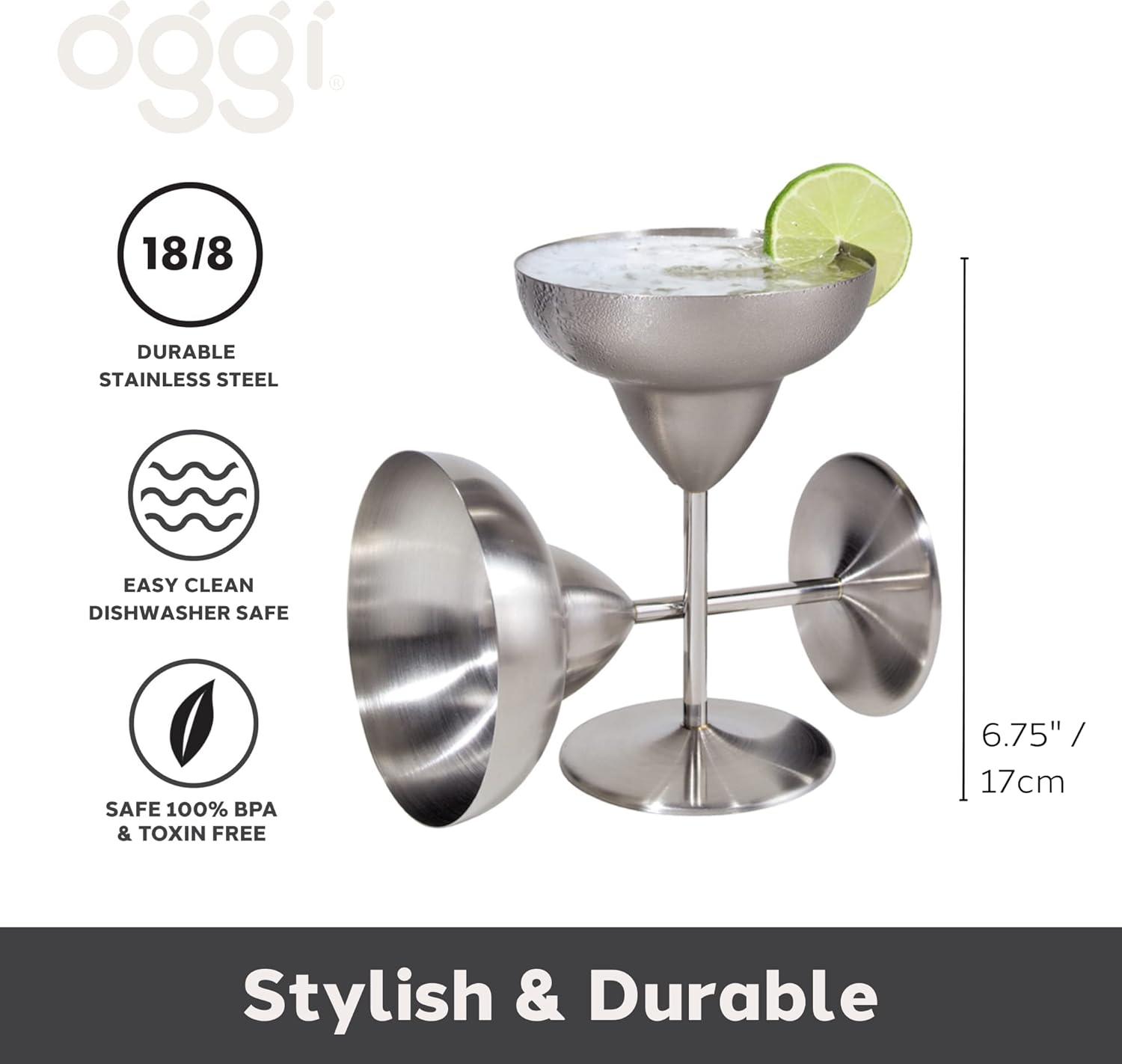 imageOggi Stainless Steel Margarita Glasses  12oz Set of 2  Unbreakable Margarita Glasses Ideal Outdoor Margarita Glasses for Boating RV Parties Stylish Cocktail Glasses ampamp Margarita Glass Gift SetStainless Steel