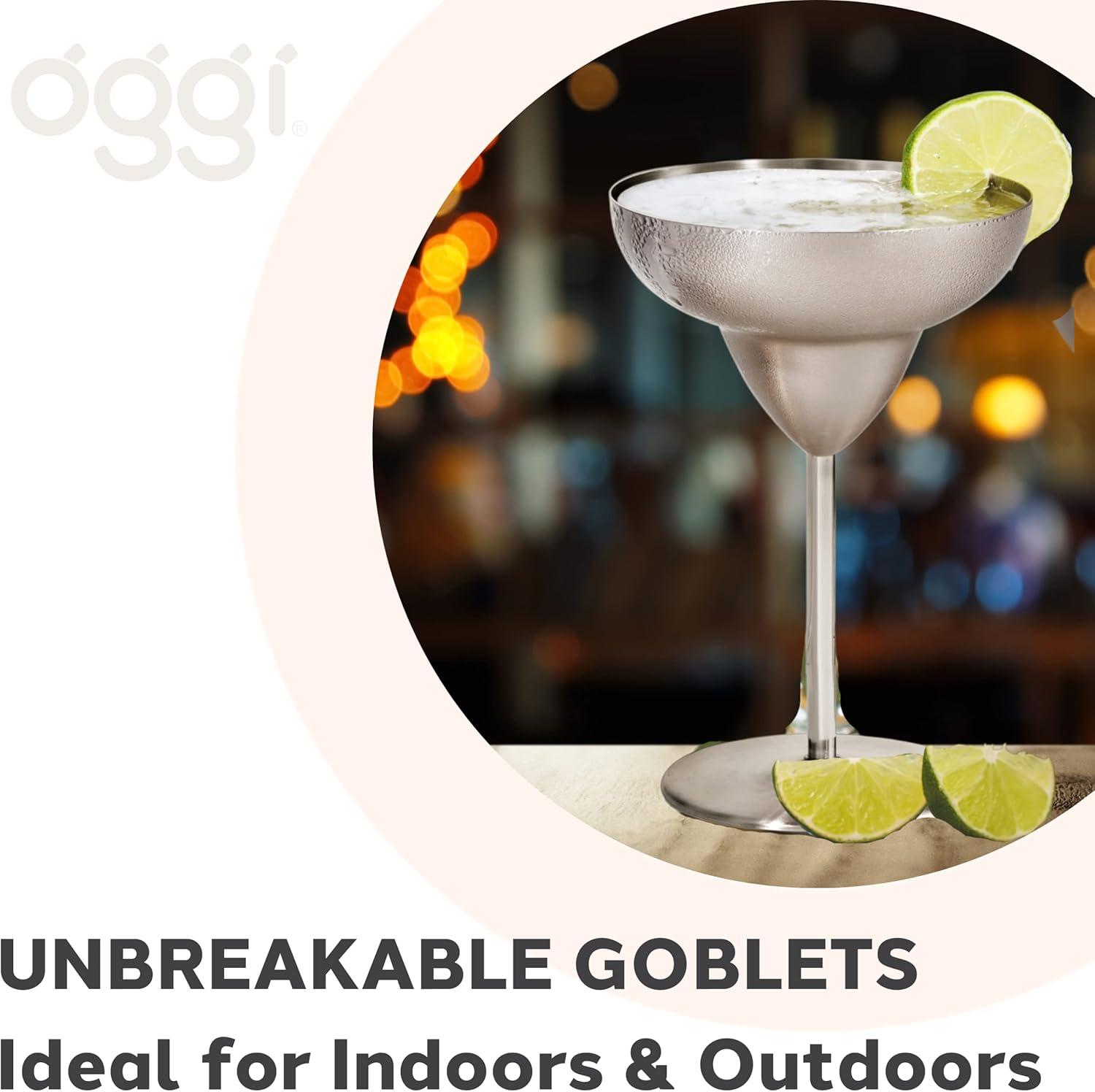 imageOggi Stainless Steel Margarita Glasses  12oz Set of 2  Unbreakable Margarita Glasses Ideal Outdoor Margarita Glasses for Boating RV Parties Stylish Cocktail Glasses ampamp Margarita Glass Gift SetStainless Steel