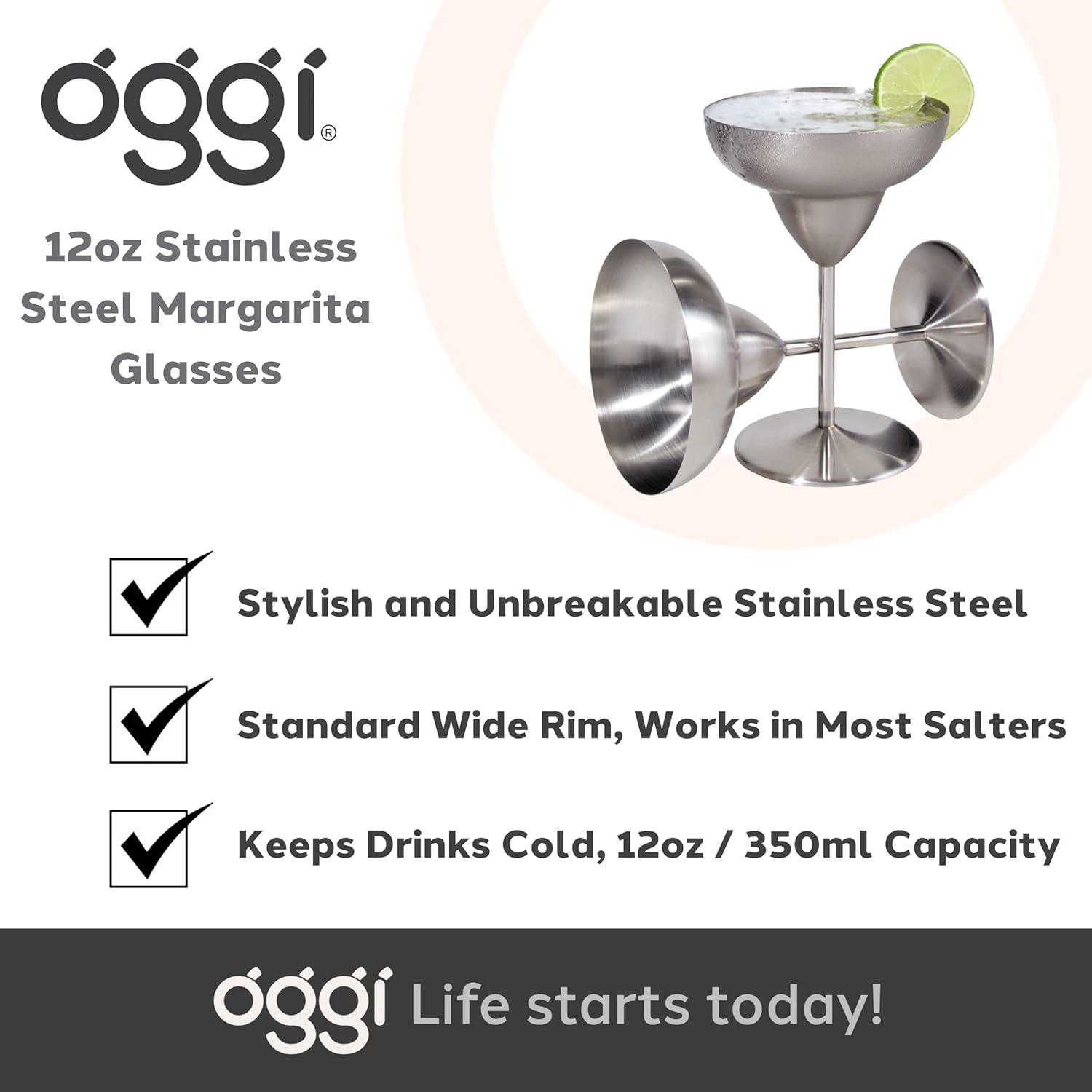 imageOggi Stainless Steel Margarita Glasses  12oz Set of 2  Unbreakable Margarita Glasses Ideal Outdoor Margarita Glasses for Boating RV Parties Stylish Cocktail Glasses ampamp Margarita Glass Gift SetStainless Steel