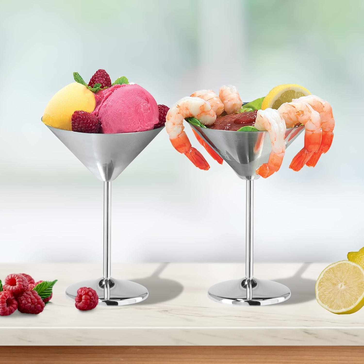 imageOggi Stainless Steel Martini Glasses  8oz Set of 2  Unbreakable Martini Glasses Ideal Outdoor Martini Glasses for Boating RV Parties Stylish Cocktail Glasses ampamp Martini Glass Gift SetStainless Steel