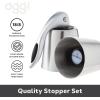 imageOGGI Bottle Stopper Set of 2  Stainless Steel Wine Topper Set  Stylish Wine Saver Stoppers with Airtight Wine Sealer Levers Stainless SteelStainless Steel