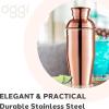 imageOGGI Classic Cocktail Shaker Gold Stainless  26 oz Stainless Steel Construction Built in Strainer  Ideal Home Bar Drink Mixer Bartender Kit Essential Bar AccessoriesCopper
