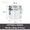 imageOGGI Clear Canister Airtight 38oz  Clamp Lid ampamp Spoon  Airtight Food Storage Containers Ideal for Kitchen ampamp Pantry Storage of Bulk Dry Food Including Flour Sugar Coffee Rice Tea Spices ampamp Herbs38 Fluid Ounces
