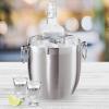 imageOGGI Double Wall Stainless Steel Ice Bucket  Insulated Ice Bucket with Elegant Steel Lid Classic Handles ampamp Stainless Steel Ice Tongs  Great for Home Bar Chilling Beer Champagne and Wine  3 qt3Quart