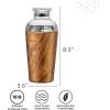 imageOGGI Groove Insulated Cocktail Shaker17oz Double Wall Vacuum Insulated Stainless Steel Tritan Lid has Built In Strainer Ideal Cocktail Mixer Martini Shaker Margarita Shaker Gold MarbleWood Grain