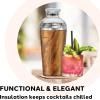 imageOGGI Groove Insulated Cocktail Shaker17oz Double Wall Vacuum Insulated Stainless Steel Tritan Lid has Built In Strainer Ideal Cocktail Mixer Martini Shaker Margarita Shaker Gold MarbleWood Grain