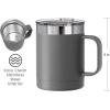 imageOGGI ThermoMug Stainless Steel Insulated Mug Double Wall Vacuum Insulated wHandle ampamp Lid Coffee Cup Camping Mug Travel Thermos 14oz420ml Blue SkyCharcoal