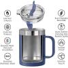 imageOGGI ThermoMug Stainless Steel Insulated Mug Double Wall Vacuum Insulated wHandle ampamp Lid Coffee Cup Camping Mug Travel Thermos 14oz420ml Blue SkyMidnight Blue