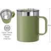 imageOGGI ThermoMug Stainless Steel Insulated Mug Double Wall Vacuum Insulated wHandle ampamp Lid Coffee Cup Camping Mug Travel Thermos 14oz420ml Blue SkyOlive