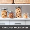 imageOggi 4pc Clear Canister Set with Clamp Lids ampamp Spoons  Airtight Food Storage Containers Ideal for Kitchen ampamp Pantry Storage of Bulk Dry Food Including Flour Sugar Coffee Rice Tea Spices ampamp Herbs4Piece Set