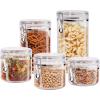 imageOggi 4pc Clear Canister Set with Clamp Lids ampamp Spoons  Airtight Food Storage Containers Ideal for Kitchen ampamp Pantry Storage of Bulk Dry Food Including Flour Sugar Coffee Rice Tea Spices ampamp Herbs5Piece Set
